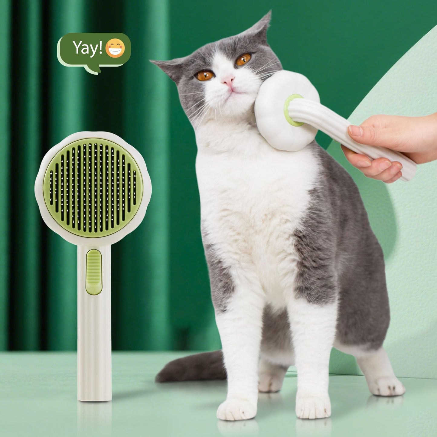 VIOJOJO Cat Brush Dog Brush with Release Button for Shedding, Self Cleaning Cat Comb Hair Brush for Indoor Cats, Dog Deshedding Brush Grooming Kit, Pet Supplies Hair Remover Tool