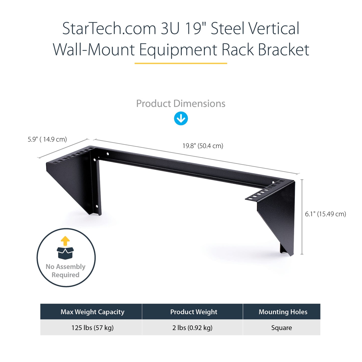 StarTech.com 3U 19" Wall Mount Vertical Rack Bracket, Wall Mount Patch Panel Bracket for Data/AV/IT/Computer Equipment, 3U Rack for Cabinet or Server Room, Supports 150lb (68kg) , TAA (RK319WALLV)