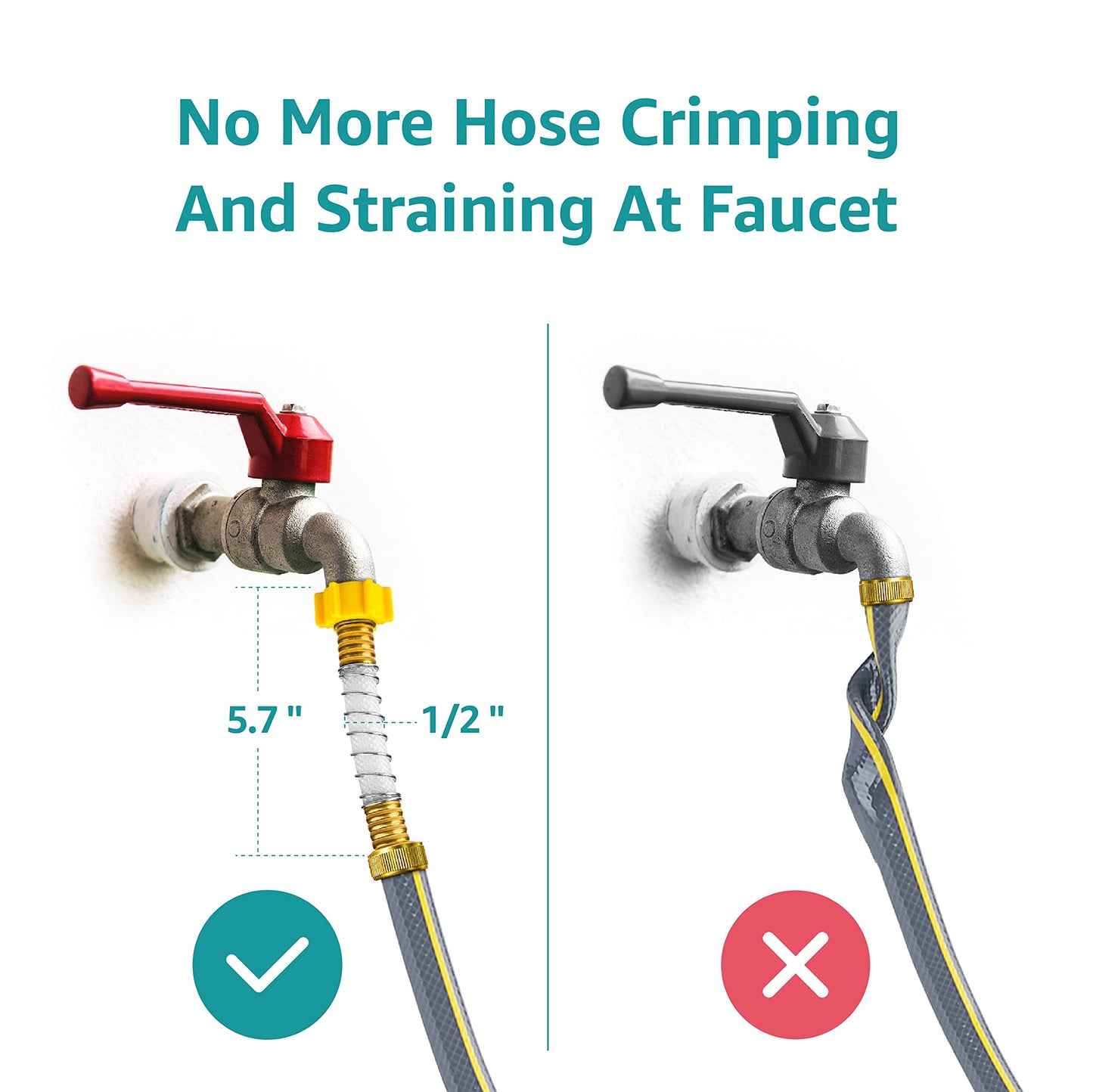 AQUA CREST Flexible Hose Protector-Eliminates Hose Crimping and Straining at Faucets and Water Connections for RV, Garden & Car Wash Hose Extension Adapter, Pack of 2