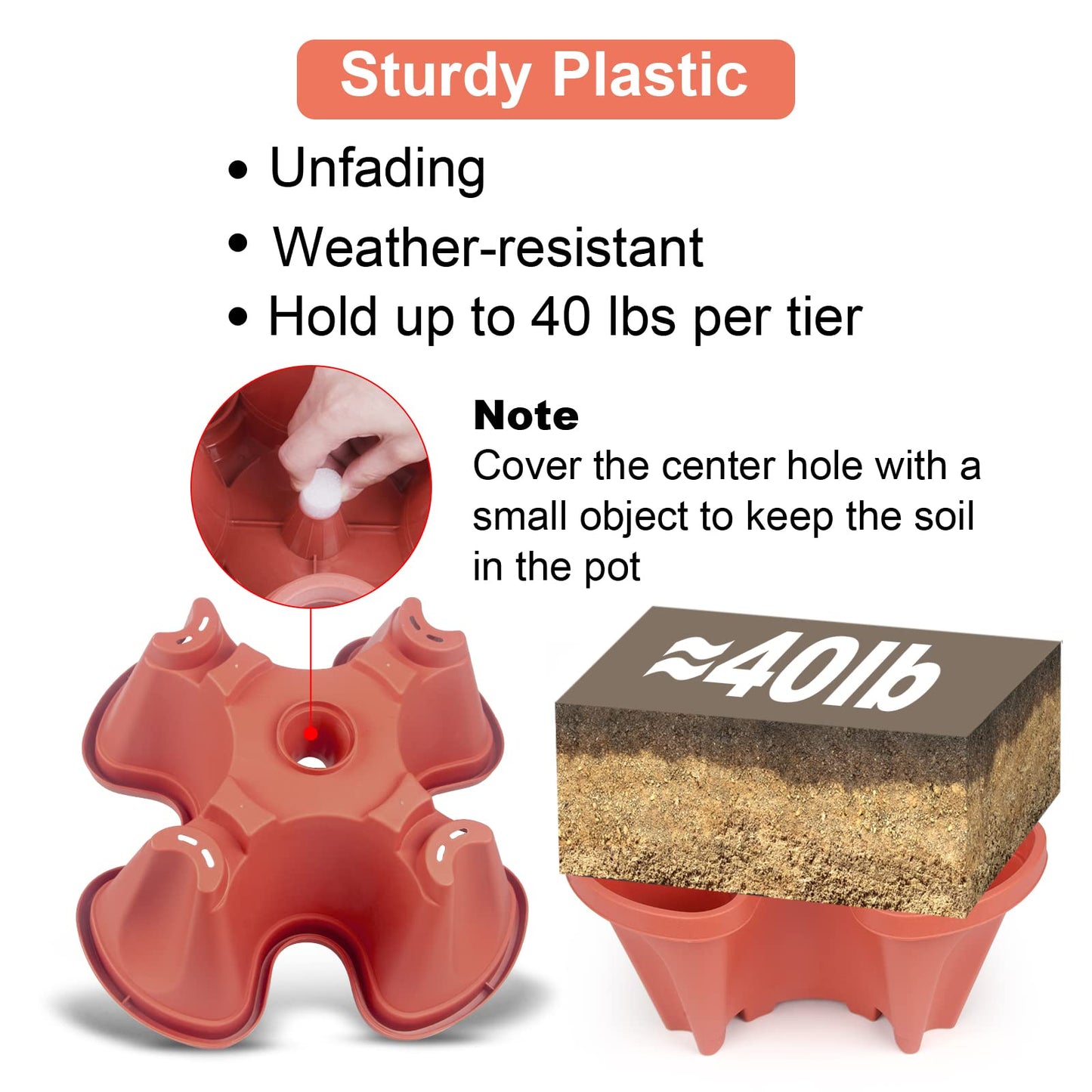 Vertical Planter 5 Tier Stackable Planters Garden Planters Strawberry Herb Flower and Vegetable Planter Indoor Outdoor Gardening Pots with Removable Wheels and Tools