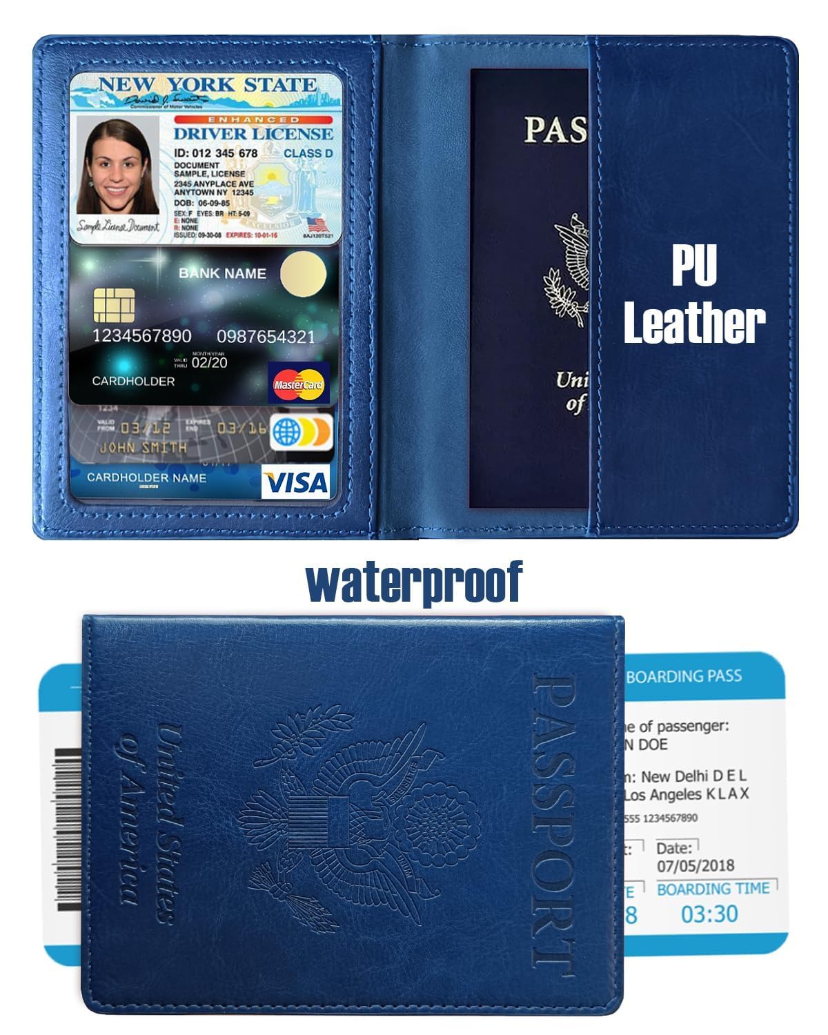 Sizobi Passport Holder for Travel Men, RFID Blocking Passport Covers Case Wallet Card Slot, International Travel Must Haves Travel Accessories for Women, Cruise Ship Essentials Travel Gifts, Navy Blue