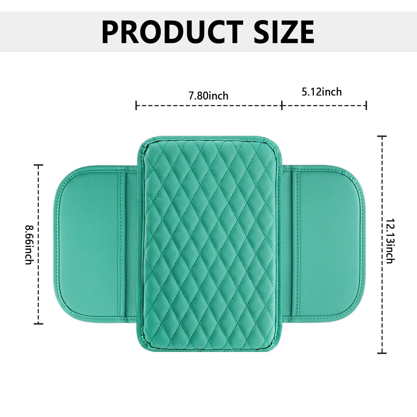 Upgraded Car Center Console Cover,Microfiber Leather Car Armrest Cover Cushion with 2 Storage Bags,Universal Car Armrest Storage Box Car Interior Accessories for Most Vehicles (Turquoise)