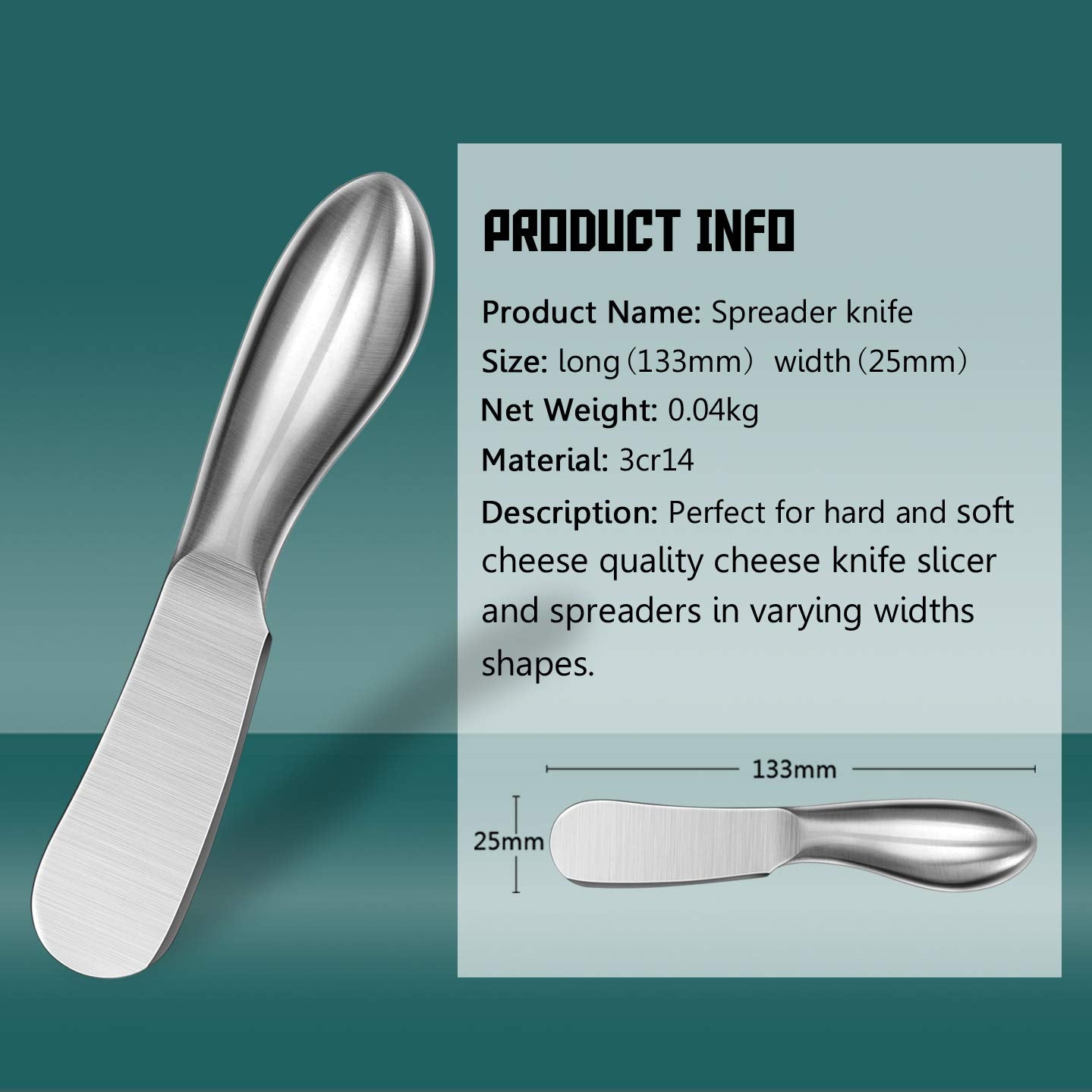 WoneNice Spreader Knife Set, 4-Piece Cheese and Butter Spreader Knives, One-piece Stainless Steel, Gifts for Birthday/Parties/Wedding/Bridal Shower/Housewarming/Thanksgiving/Christmas