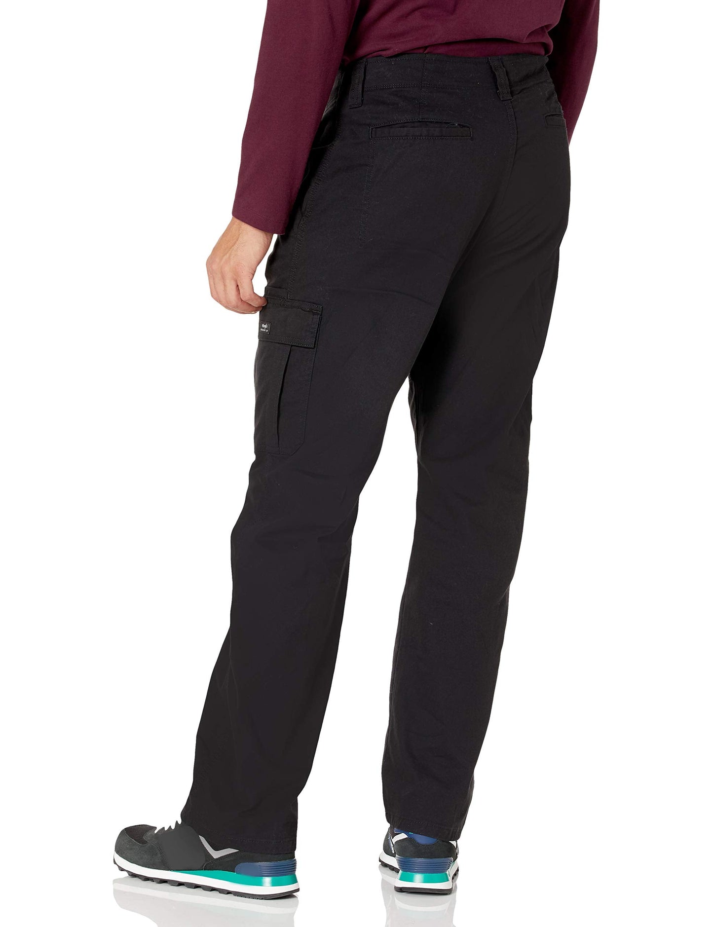 Wrangler Authentics Relaxed Fit Stretch Cargo Pant, Black, 36W x 32L
