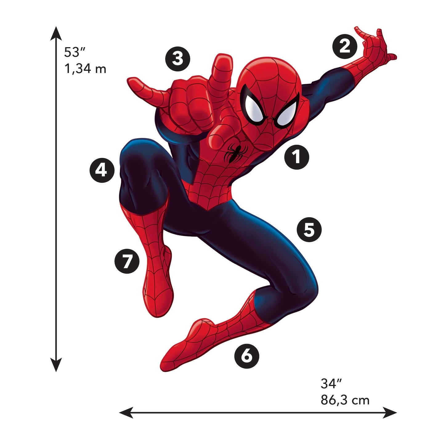 RoomMates Marvel Ultimate Spider-Man Giant Peel and Stick Wall Decals by RoomMates, RMK4831GM, Red, Blue, Yellow