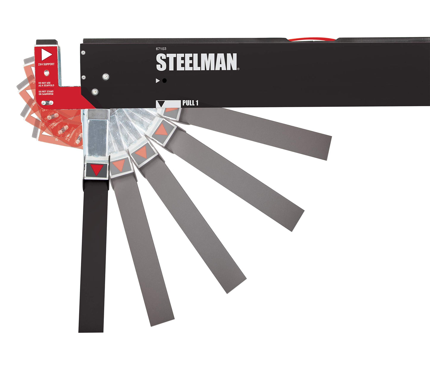 Steelman Adjustable Height Work Table Folding Sawhorses, Set of Two, Durable Steel Construction, Folding Legs, 2x4 Table Support Arms, 2,600 lb. Combined Loading Capacity