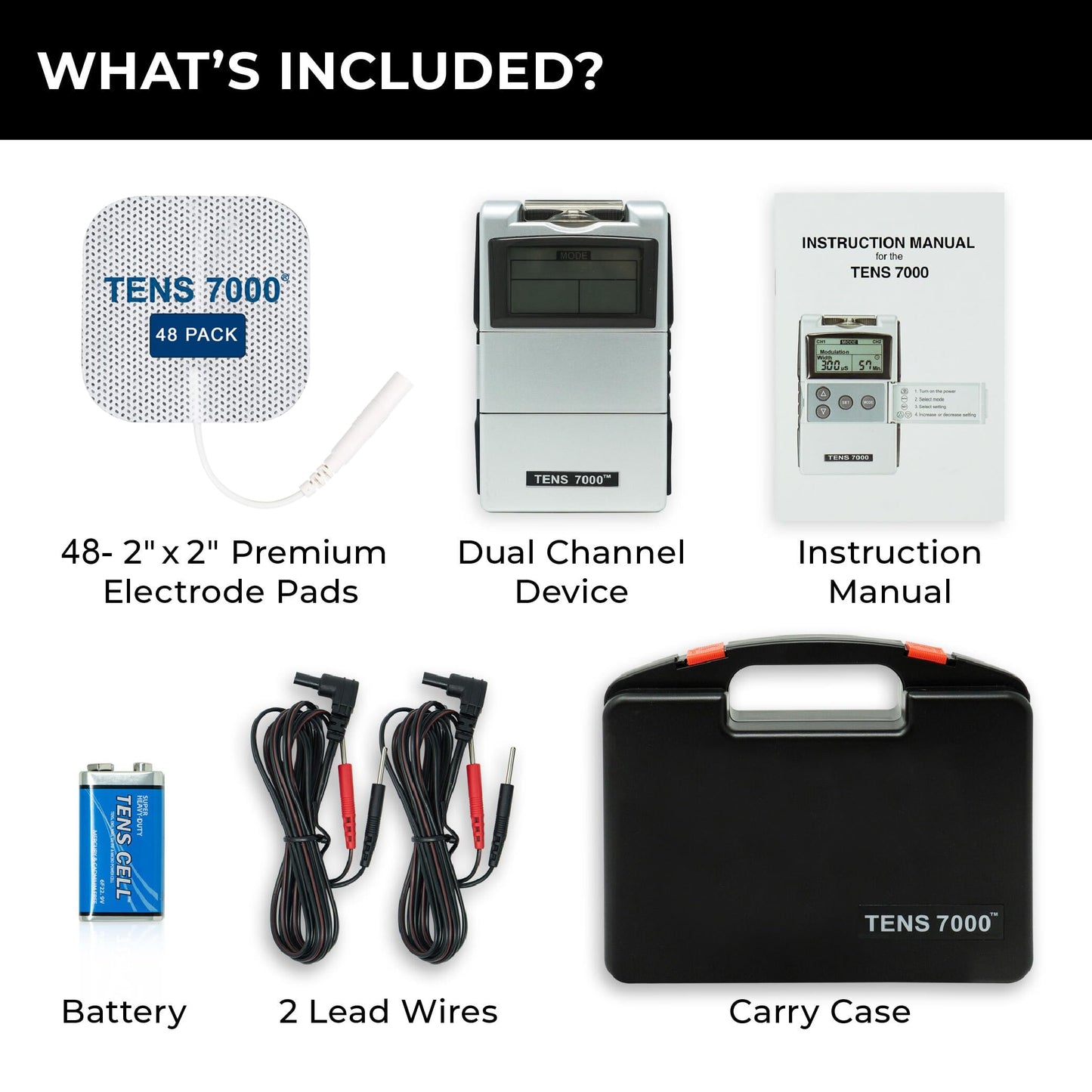 TENS 7000 Digital TENS Unit with Accessories and 48 Electrode Pads - TENS Unit Muscle Stimulator for Back Pain Relief, General Pain Relief, Neck Pain, Sciatica Pain Relief, Nerve Pain Relief