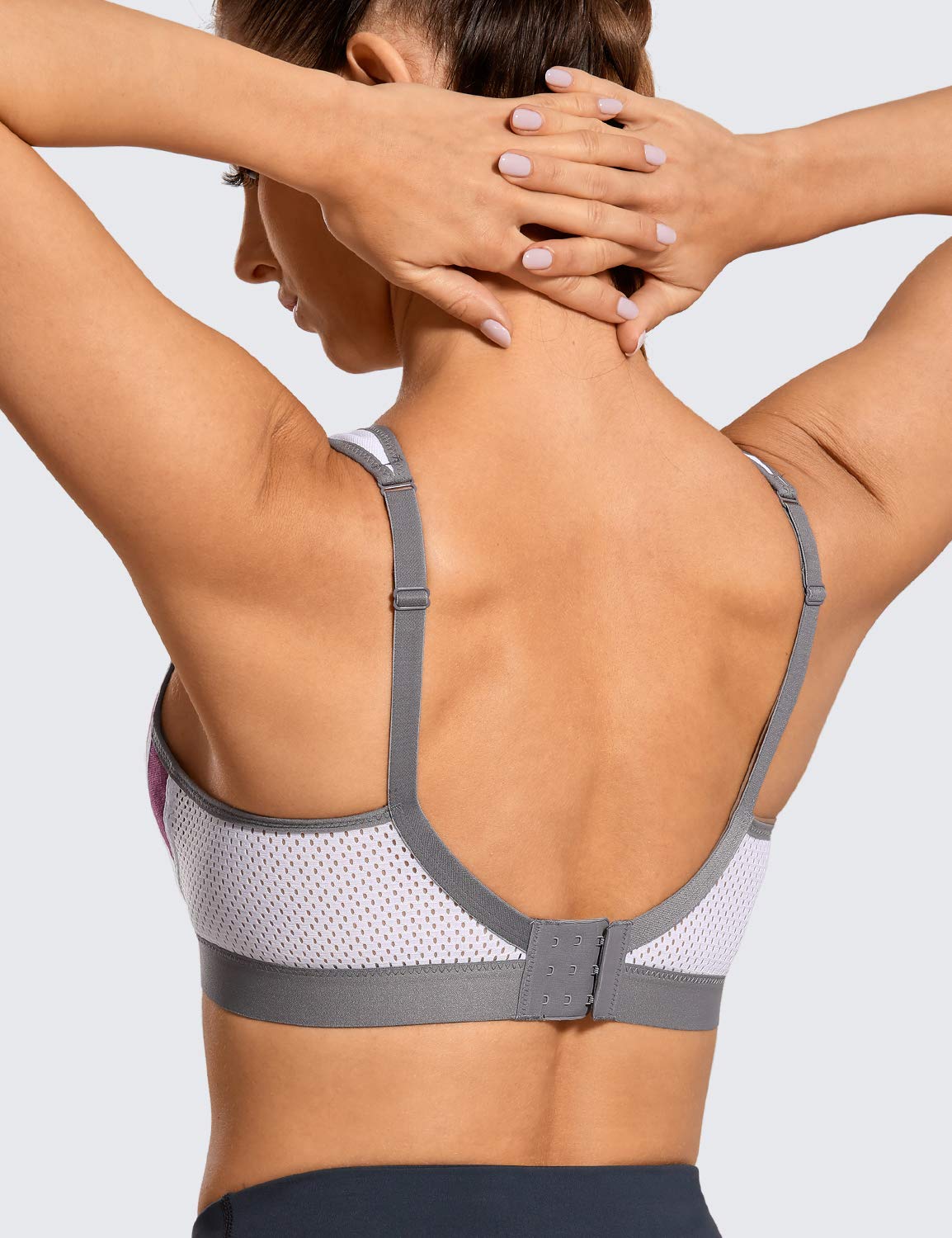 SYROKAN Women's Sports Bra Wireless Comfort High Impact Support Bounce Control Plus Size Workout Bra Purple 40DD