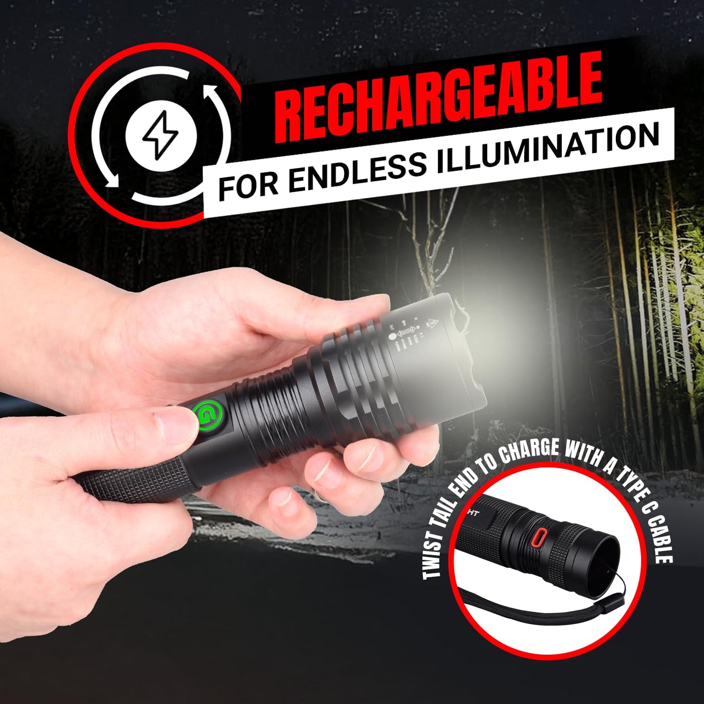 GearLight S2000 LED Rechargeable Flashlight High Lumens - Super Bright, Powerful, Mid-Size Tactical Flashlight for Outdoor Activity & Emergency Use
