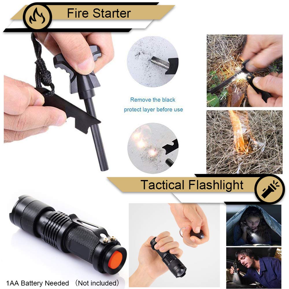 EMDMAK Gifts for Men Dad Husband Boyfriend, Survival Gear and Equipment 15 in 1, Outdoor Emergency Survival Kit, Camping Hunting Fishing Christmas Birthday Gifts Ideas for Him Teen Boy Cool Gadget
