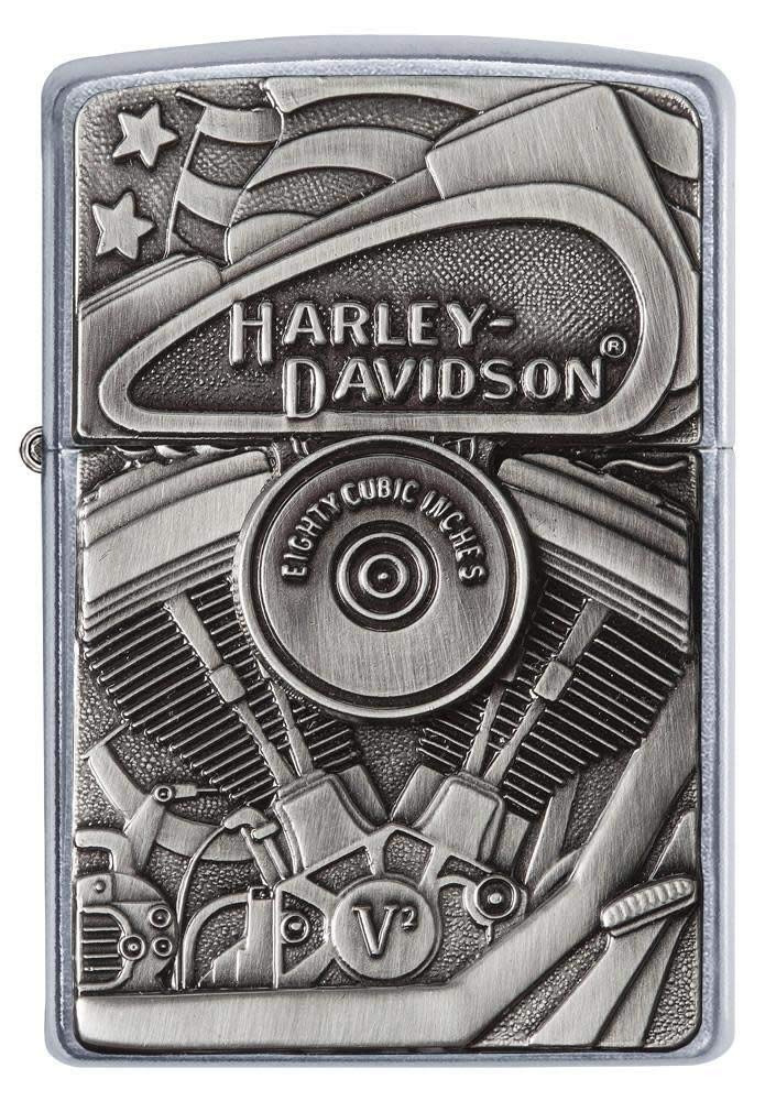Zippo Harley-Davidson Motor Flag Emblem Street Chrome Pocket Lighter