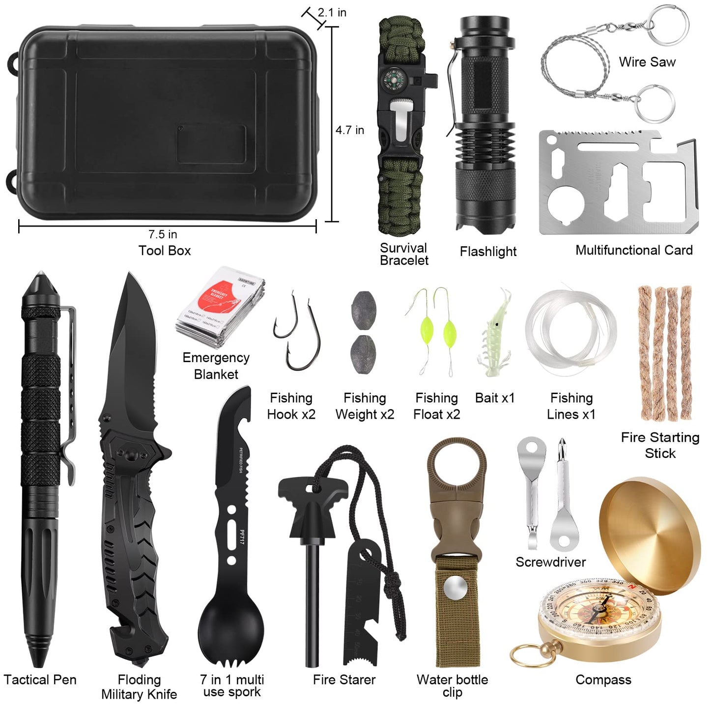 Gifts for Men Dad Husband Teenage Boy, Survival Kit 28 in 1, Survival Gear Tool Emergency Tactical Equipment Supplies Kits for Families Outdoors Camping Hiking Adventures