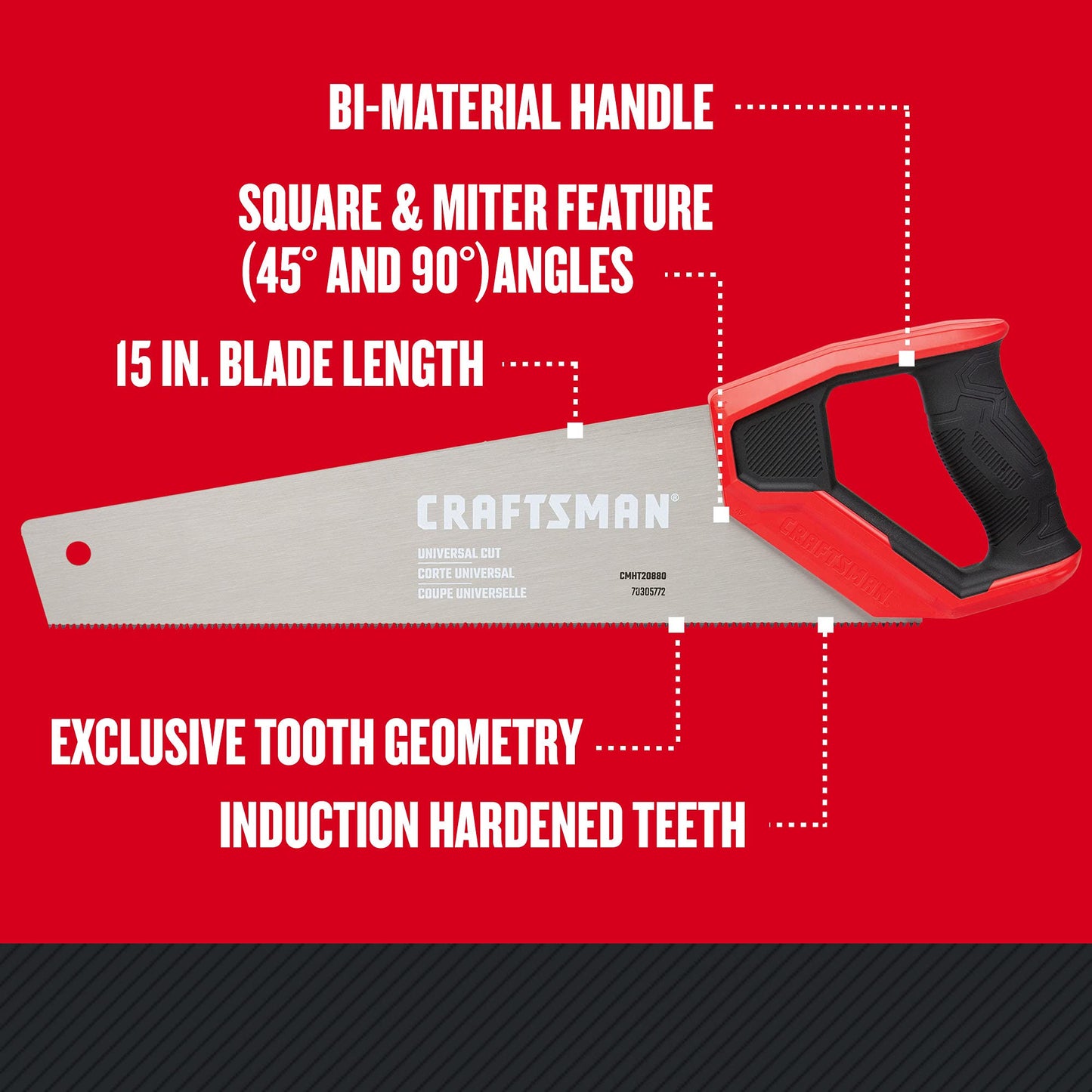 CRAFTSMAN Hand Saw, 15-Inch (CMHT20880)