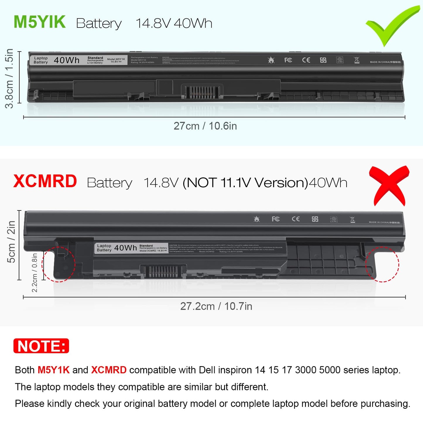 Fancy Buying M5Y1K Laptop Battery for Dell Inspiron 14 15 17 5000 3000 Series 5559 5558 3551 3451 3558 i3558 3567 5755 5756 5458 5759 5758 5759 GXVJ3 HD4J0 K185W WKRJ2 VN3N0 991XP 07G07 78V9D