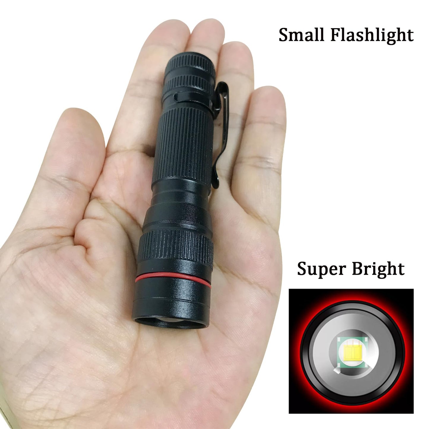 Wrrozz LED Flashlight Rechargeable 2 Pack, High Lumens Tactical Flashlights, Super Bright Small Flash Light, Mini Pocket Torch, 3 Modes Zoomable Flashlight for Outdoor, Camping, Birthday for Men Women