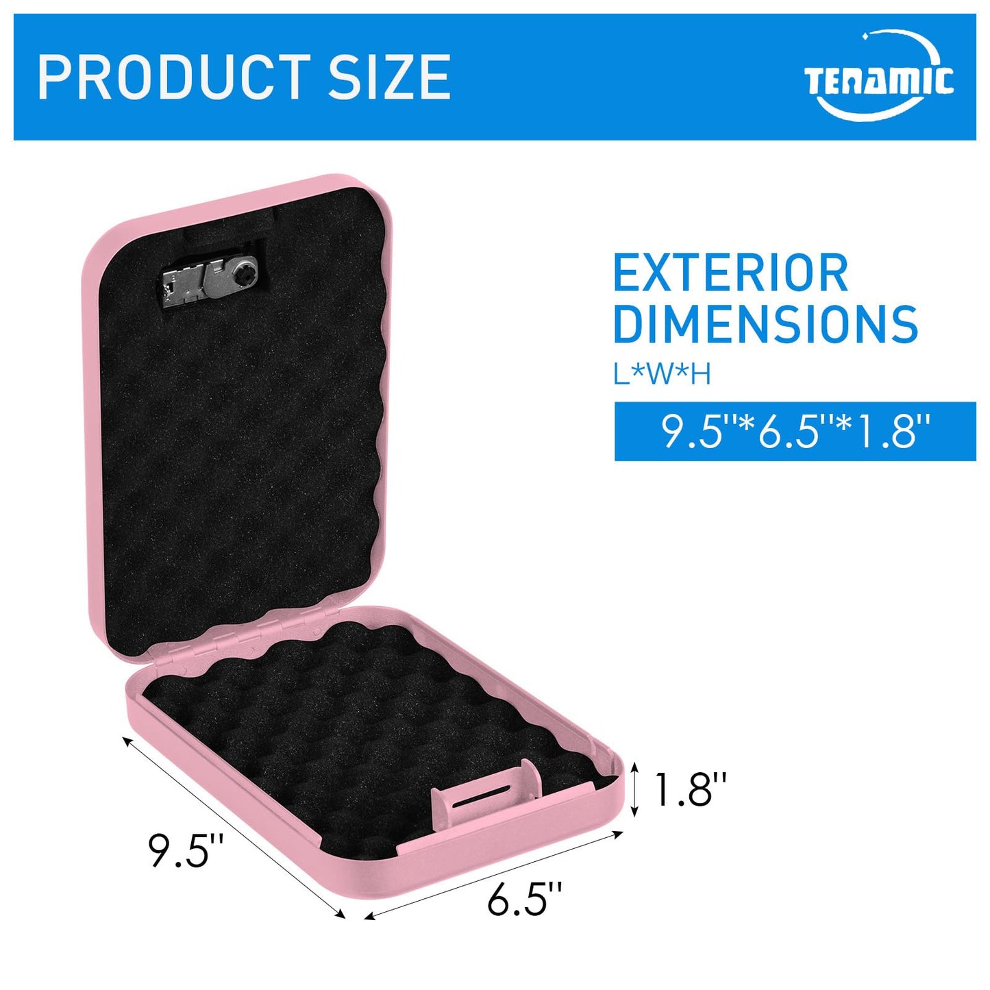 TENAMIC Pistol Safe, Portable Travel Gun Safe, Solid Steel Handgun Lock Box for Home, Gun Safes for Car, Pink