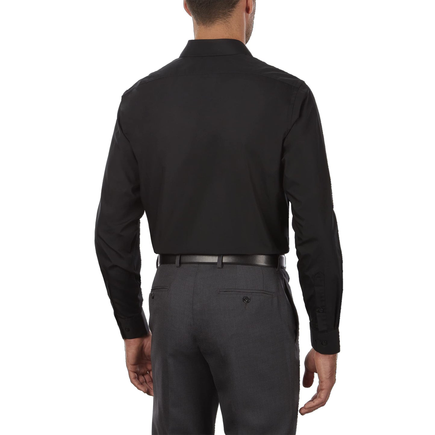 Van Heusen Men's Dress Shirt Regular Fit Poplin Solid, Black, 14" Neck 32"-33" Sleeve