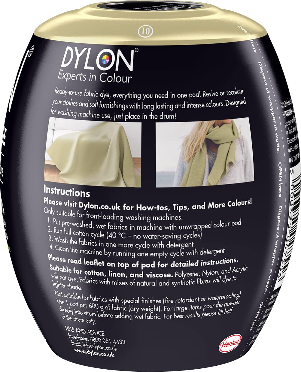 Dylon Washing Machine Fabric Dye Pod for Clothes & Soft Furnishings, 350g – Sandy Beige