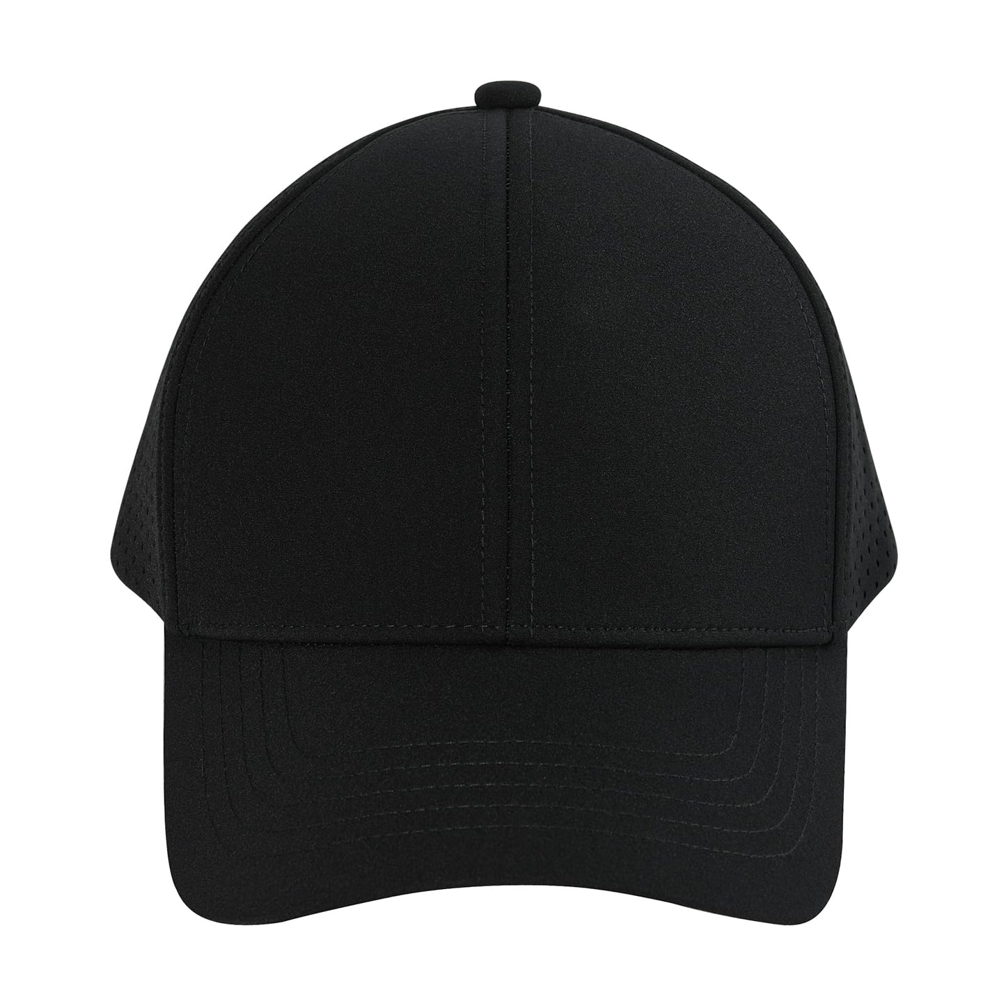 VOBOOM Men Quick Dry Baseball Cap Laser Cut Mesh Ball Curved Brim Snapback Hat (Black)