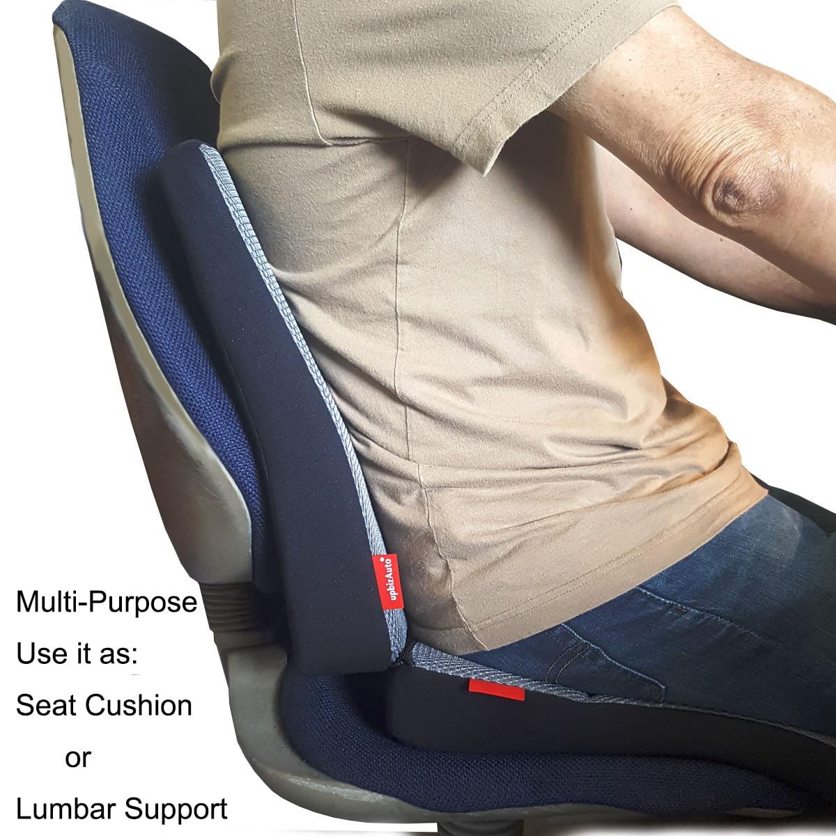 Yupbizauto Breathable Ergonomic Wedge Car Seat Cushion & Office Chair Support Comfortable Pressure-Relief Pad for Back & Tailbone Pain Ideal for Long Sitting, Posture Corrector Mesh Grey Firm