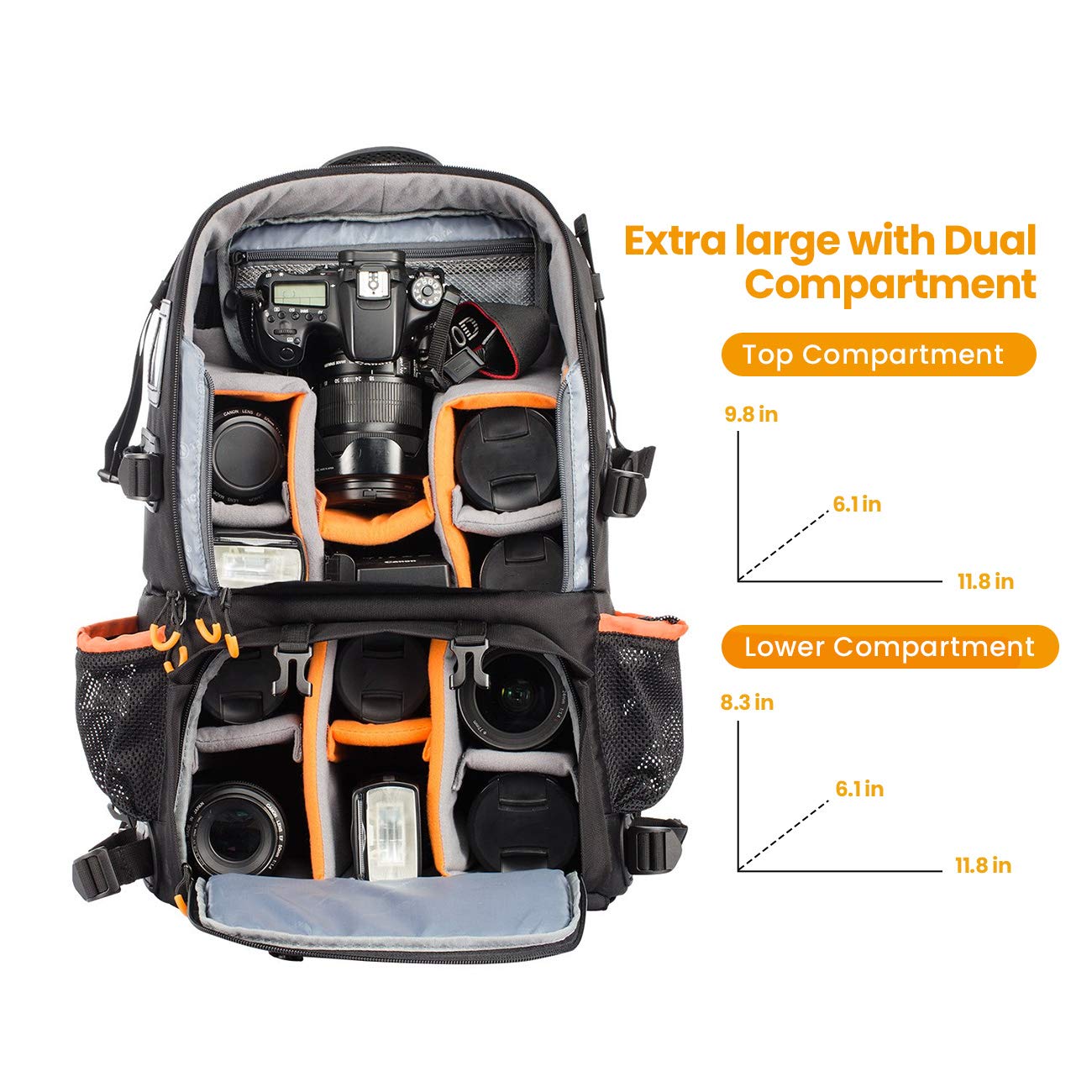 TARION Large Waterproof Camera Backpack - 2 in 1 Professional Camera Bags for Photographers with 15.6" Laptop Compartment & Raincover & Tripod Holder (PB01)