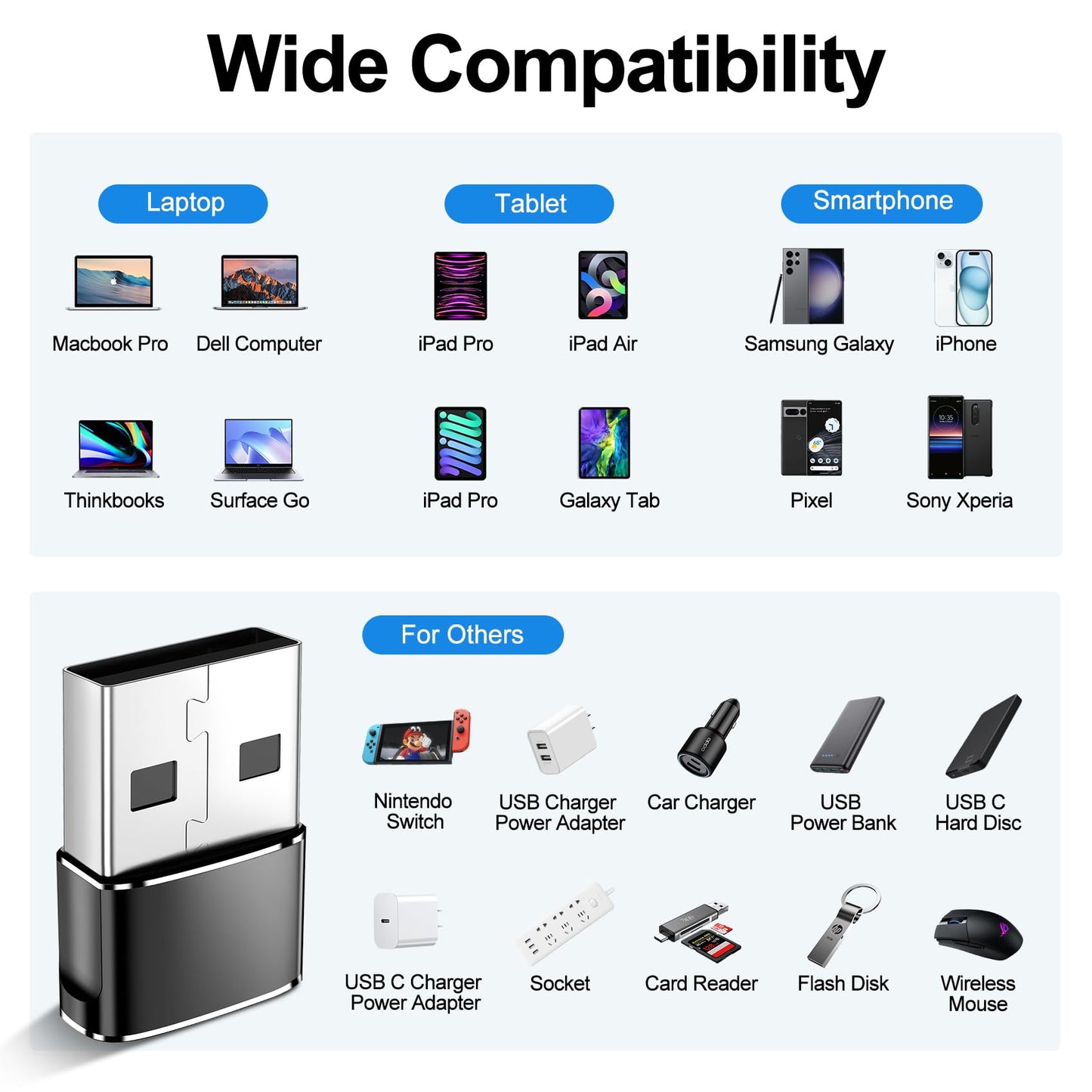 πππππ€ ππ©π π«ππππ USB to USB C Adapter,Type-C Female to A Male Charger Converter for iPhone 17 Charger,iWatch Ultra SE 9 10,iPhone 17 Pro Max 16 15 12,Samsung S25,AirPods,iPad,Car,PS4
