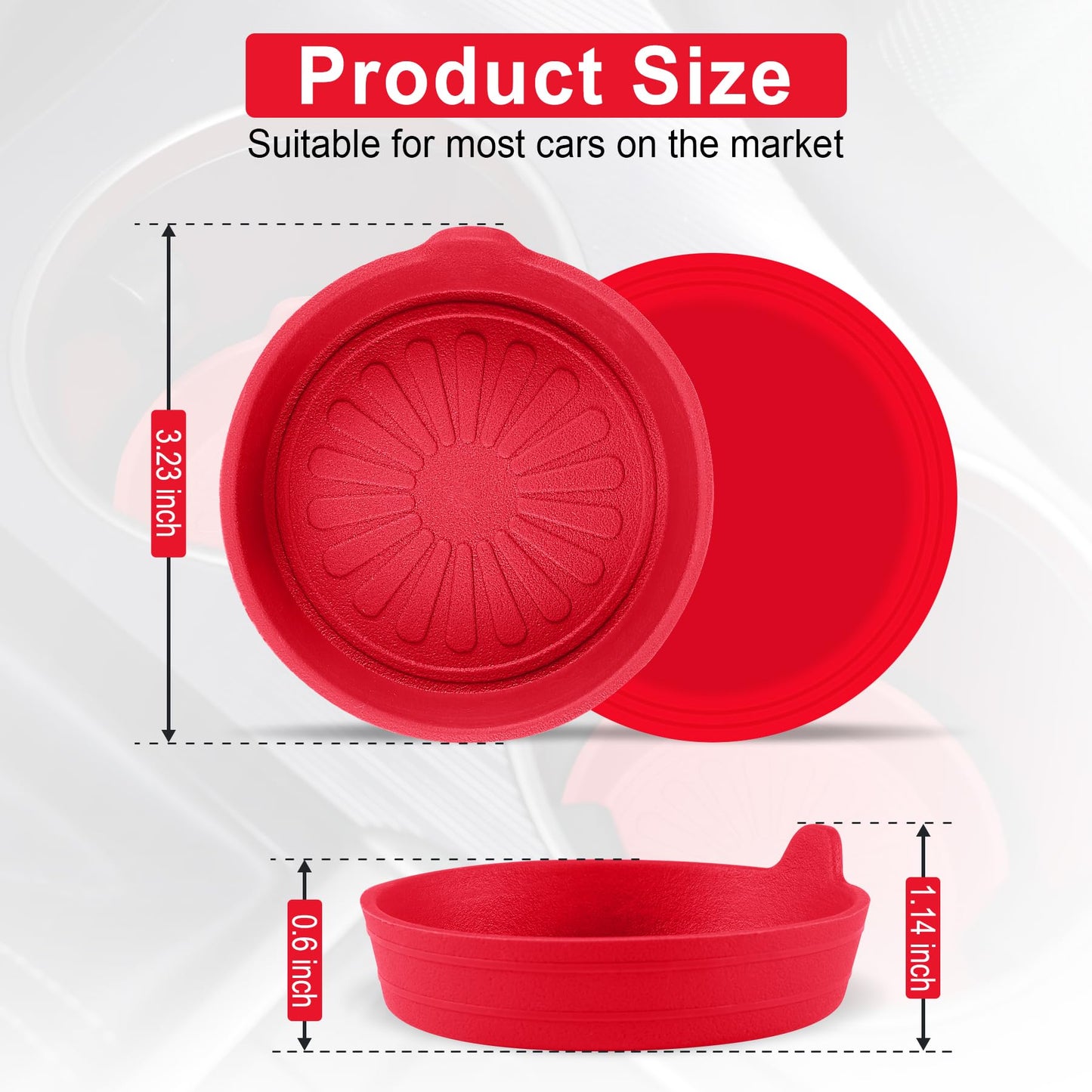 SINGARO Car Cup Holder, 4-Pack Silicone Car Coasters, Universal Non-Slip Recessed Car Interior Accessories (Flower Red)