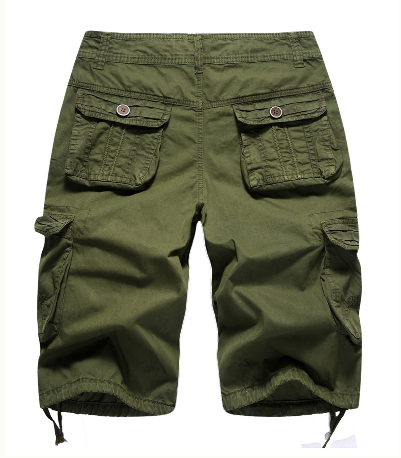 FOURSTEEDS Women's Mid Rise Distressed Twill Cotton Multi-Pocket Outdoor Sport Working Hiking Camping Hunting Bermuda Shorts Army Green US 10