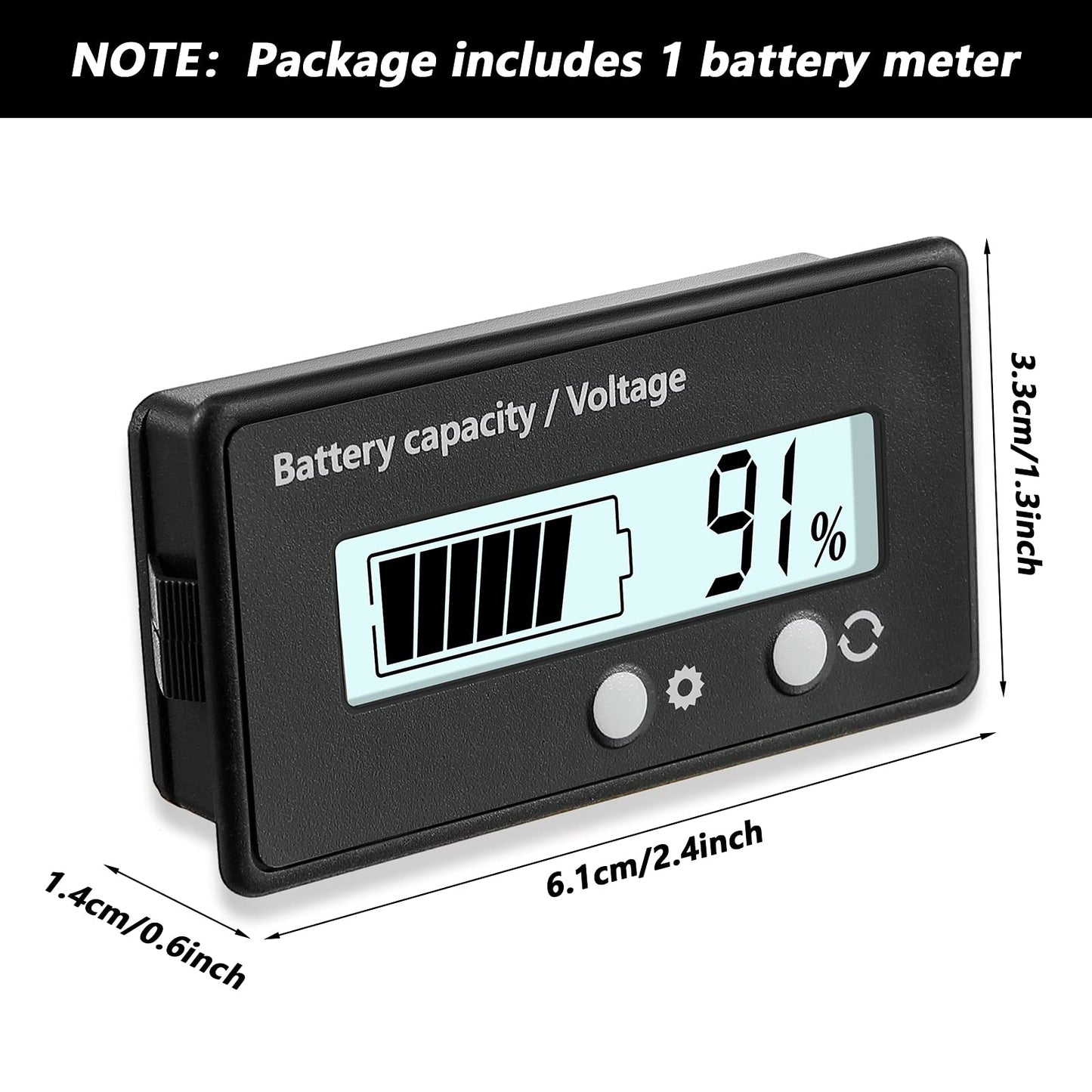DC 12V 24V 36V 48V 60V 72V 84V Golf Cart Battery Meter with Alarm, Front Setting and Switch Key Battery Capacity Voltage Indicator Gauge Acid and Lithium ion Indicator(White)