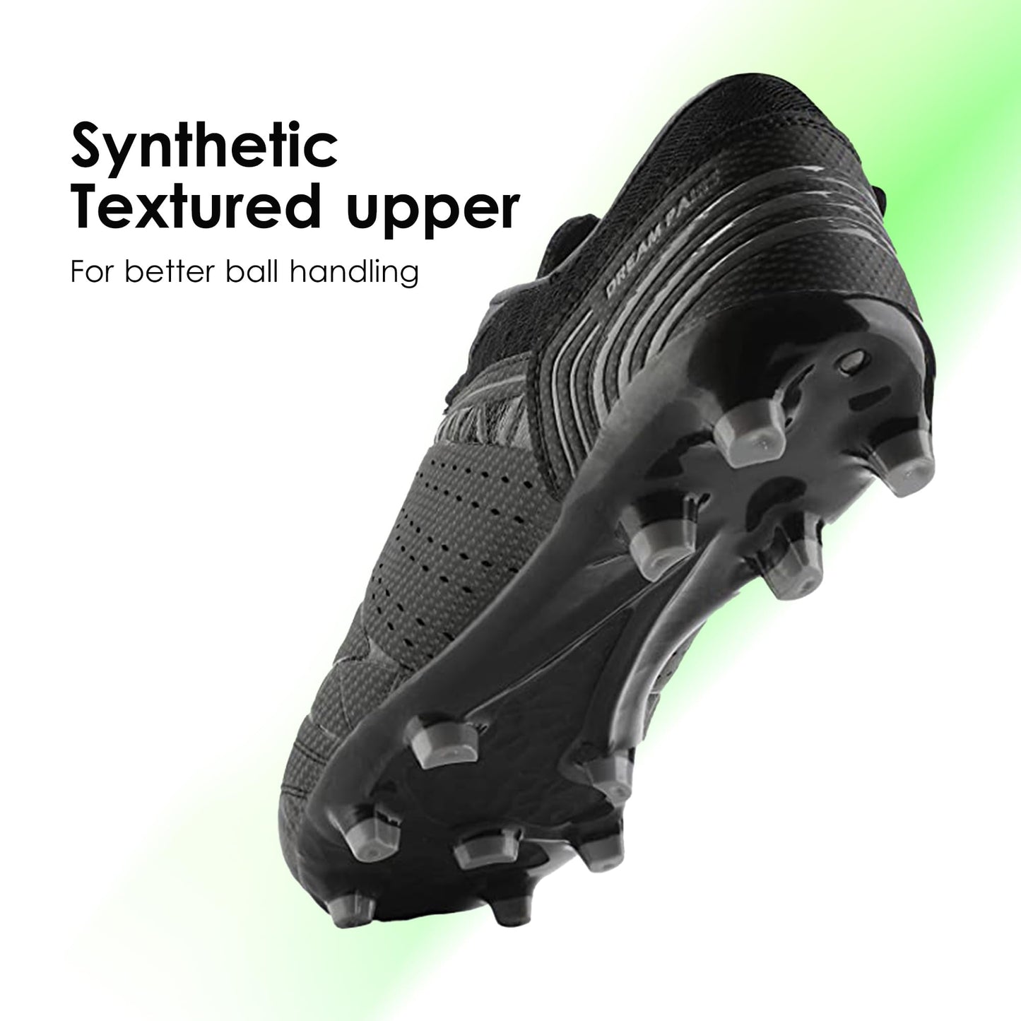 DREAM PAIRS Mens Sport Flexible Athletic Lace Up Light Weight Outdoor Cleats Football Soccer Shoes,Size 7,Black/Dark/Grey,160859-M