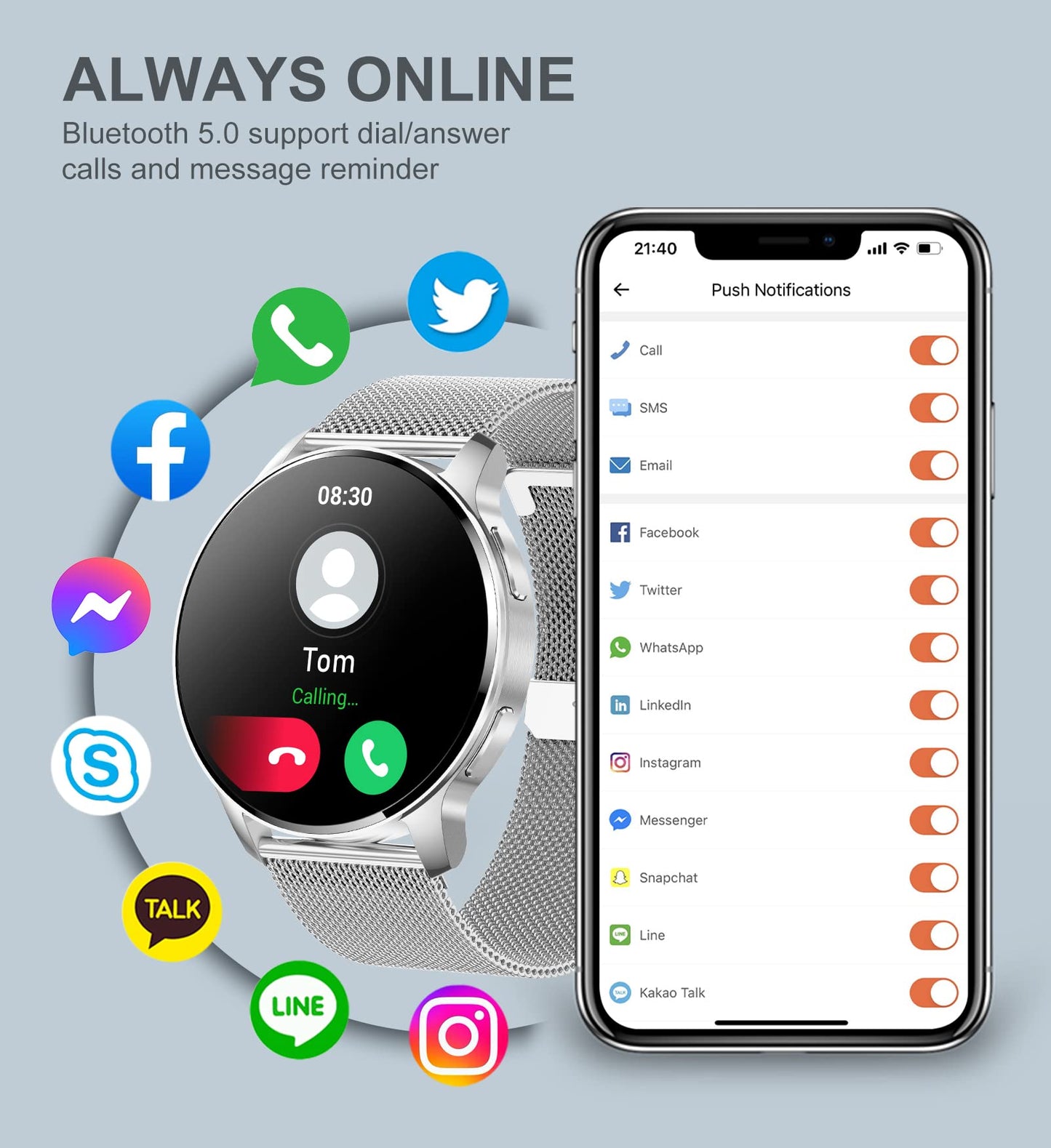 Smart Watch for Women (Answer/Make Call), Fitness Tracker for Android and iOS Phones Waterproof Smartwatch with 1.32" HD Full Touch Screen AI Voice Control Heart Rate Sleep Monitor Pedometer, Silver