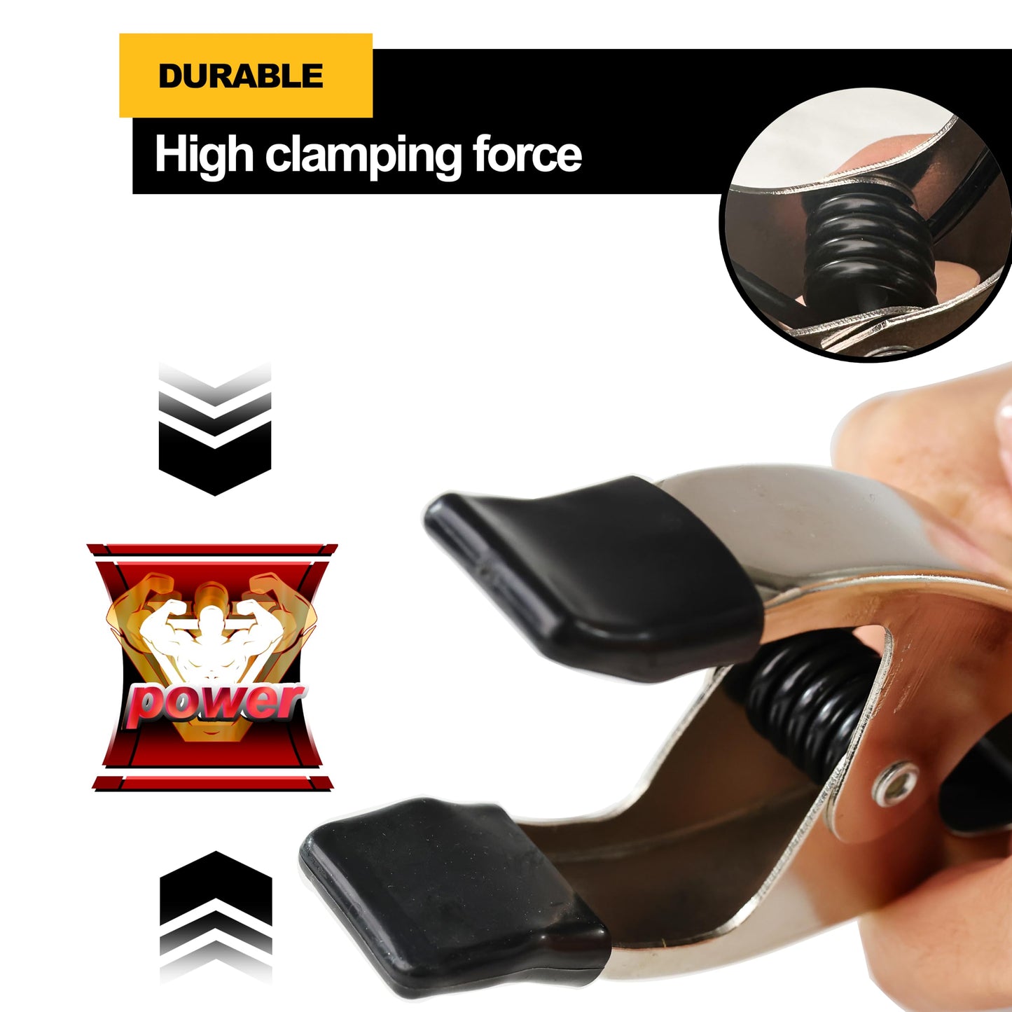 Wellmax 16PC Nickel-Plated Metal Spring Clamps Set - Heavy Duty Clips for Woodworking, Photography Backdrops, and More - Includes 8pc 2 Inch, 4pc 4 Inch, and 4pc 6 Inch Clamps