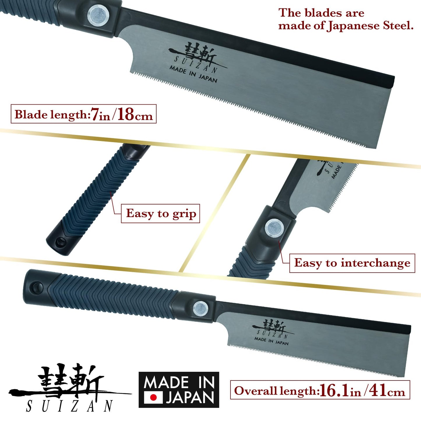 SUIZAN Dozuki Dovetail Saw 7" Rip Cross Angle Cut - Professional Japanese Pullsaw Handsaw Woodworking Tools