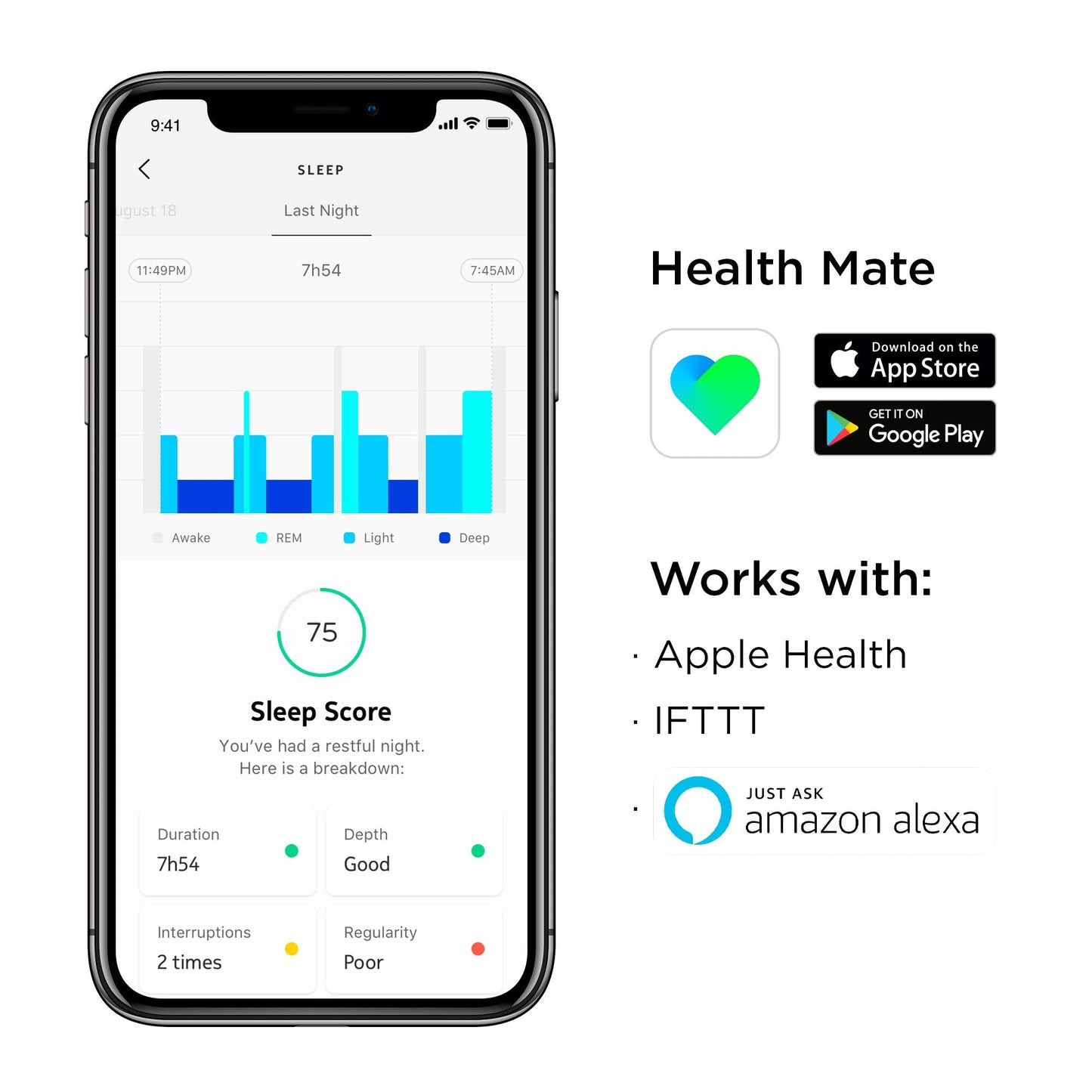Withings Sleep - Sleep Tracking Pad Under The Mattress With Sleep Cycle Analysis