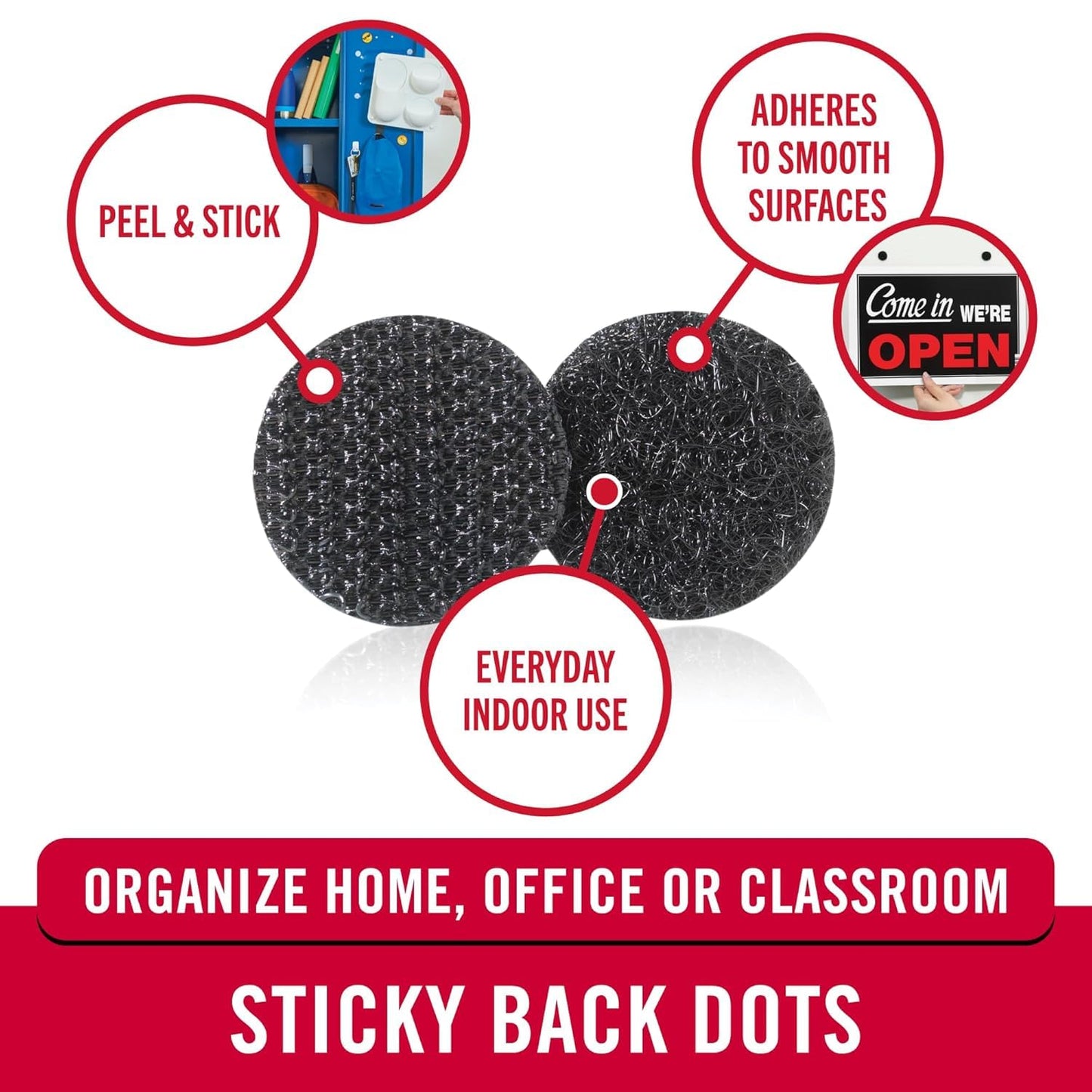 VELCRO Brand Dots with Adhesive Black | 200 Pk | 3/4" Circles | Sticky Back Round Hook and Loop Closures for Organizing, Arts and Crafts, School Projects