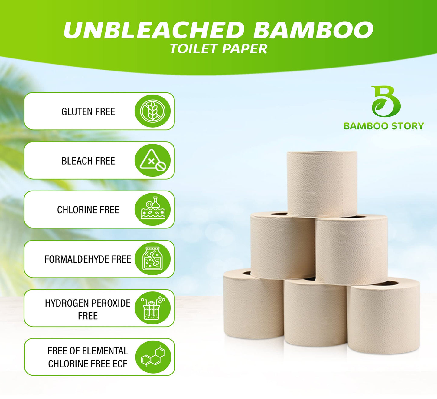 Premium Bamboo Toilet Paper, PFAS Free, Chemical Free Toilet Paper, Unbleached, (24) 3PLY & 300 Sheets, FSC Certified, Organic Brown, Plant-Based, Tree-Free, Plastic Free, BPA Free (24)