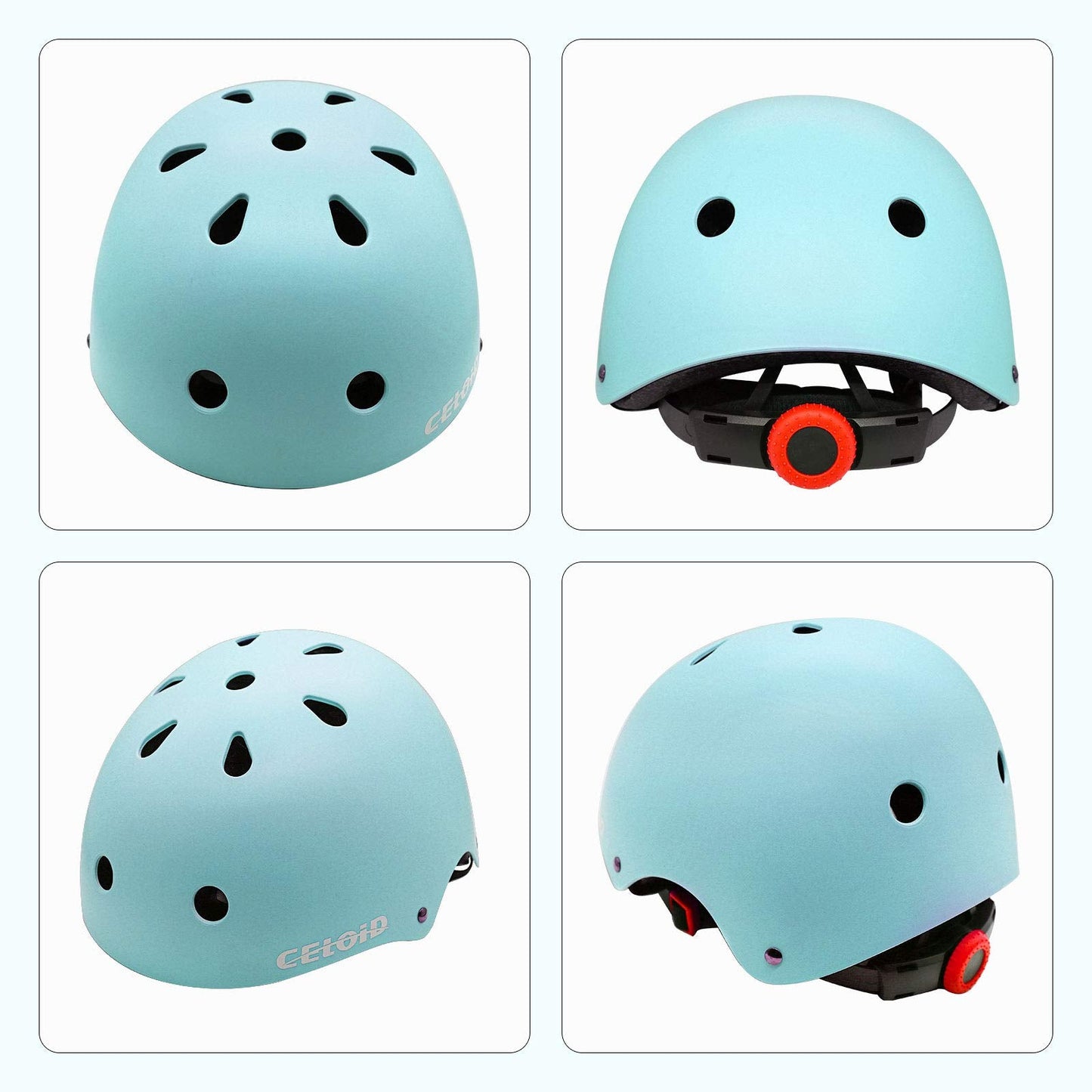 CELOID Kids Bike Helmet,Youth Skateboard Helmets for Ages 10-14-16 Years Boys Girls,Adjustable Multi-Sport Bicycle Skateboarding Football Roller Skating Scooter Rollerblade Balance Bike Helmet,L-Blue