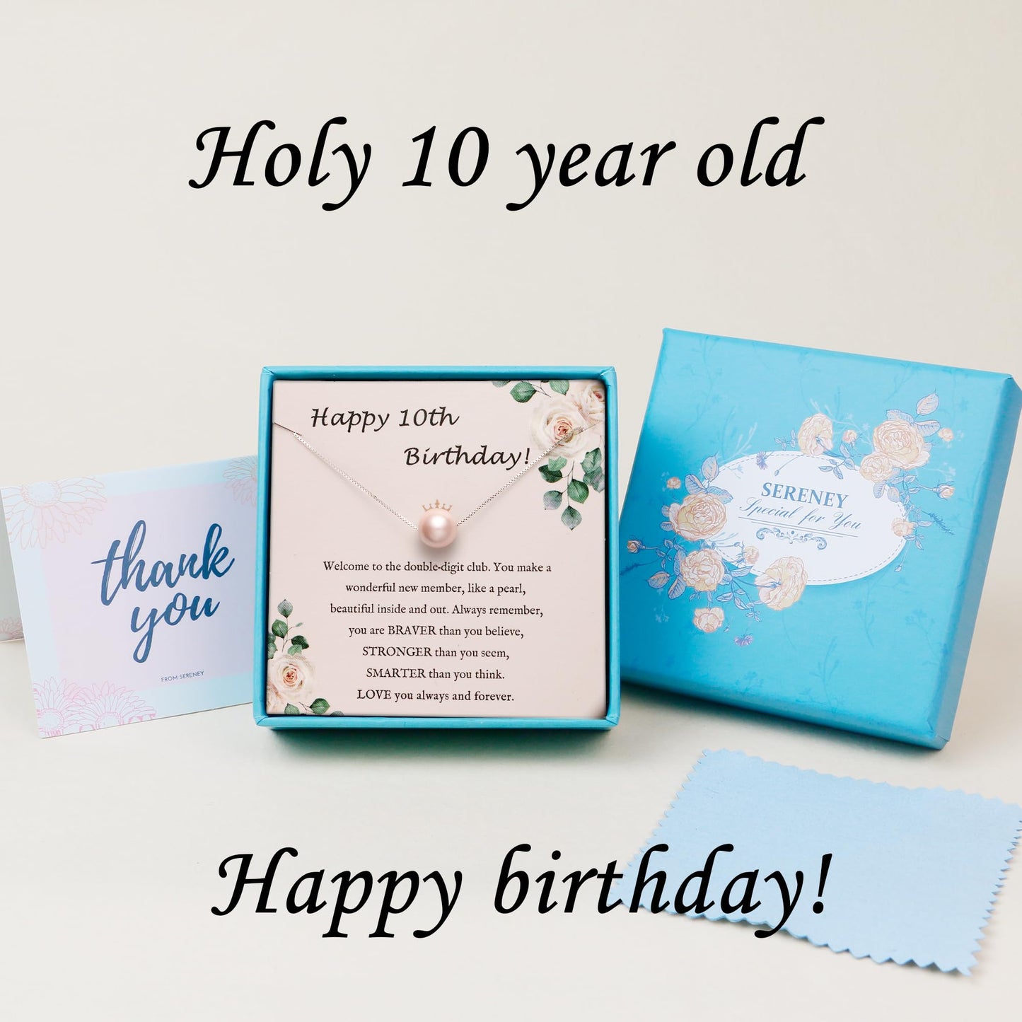 Sereney 10 Year Old Girl Birthday Gifts, Sterling Silver Pink Pearl Necklace as Gifts for 10 Year Old Girl, 10th Birthday Gifts for Girll Adjustable Length Double Digits Birthday Gril Trendy 2025