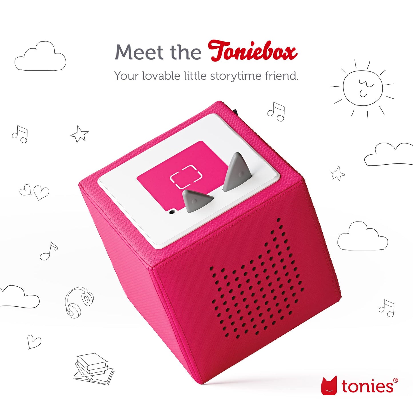 Toniebox Audio Player Starter Set with Cinderella, Belle, Moana, Tangled, and Playtime Puppy - Listen, Learn, and Play with One Huggable Little Box - Pink