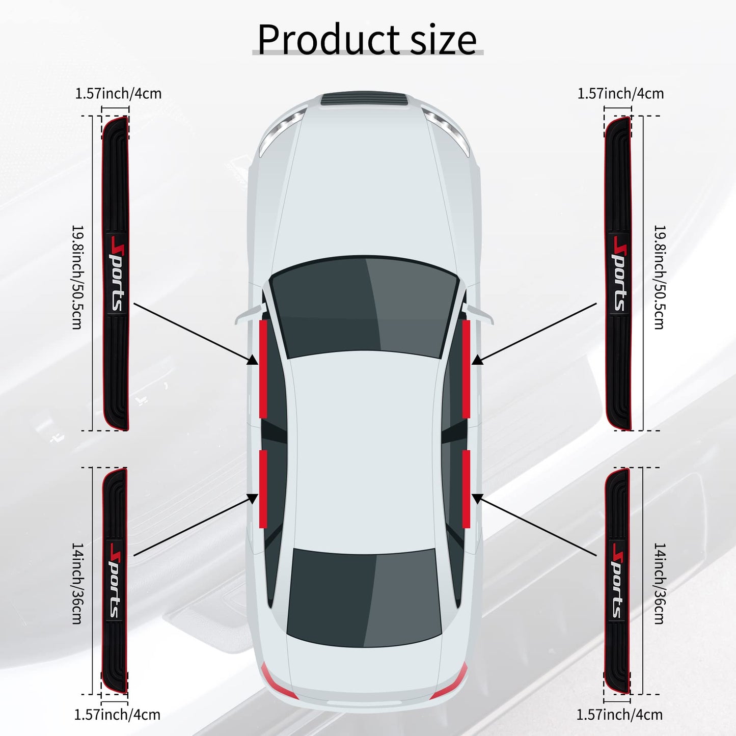SINGARO Car Door Threshold Protection, 4PCS Door Edge Step Dust Shield Cover, Door Width 19.8x1.57inch Car/SUV Universal Rubber Scratch Resistant Exterior Accessories (Sport)