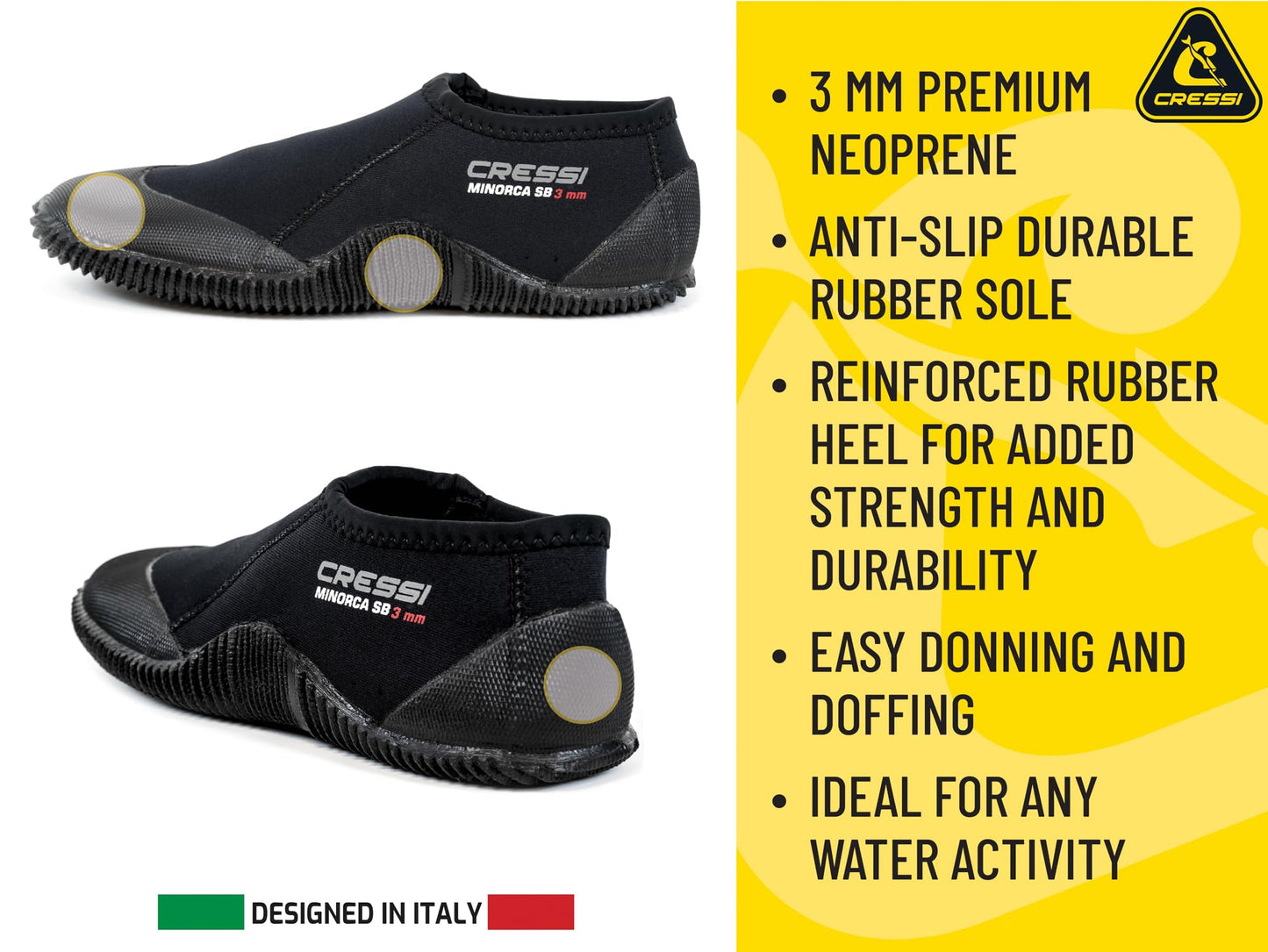 Cressi Short 3mm, Black/Black, US Man 11 | US Lady 12