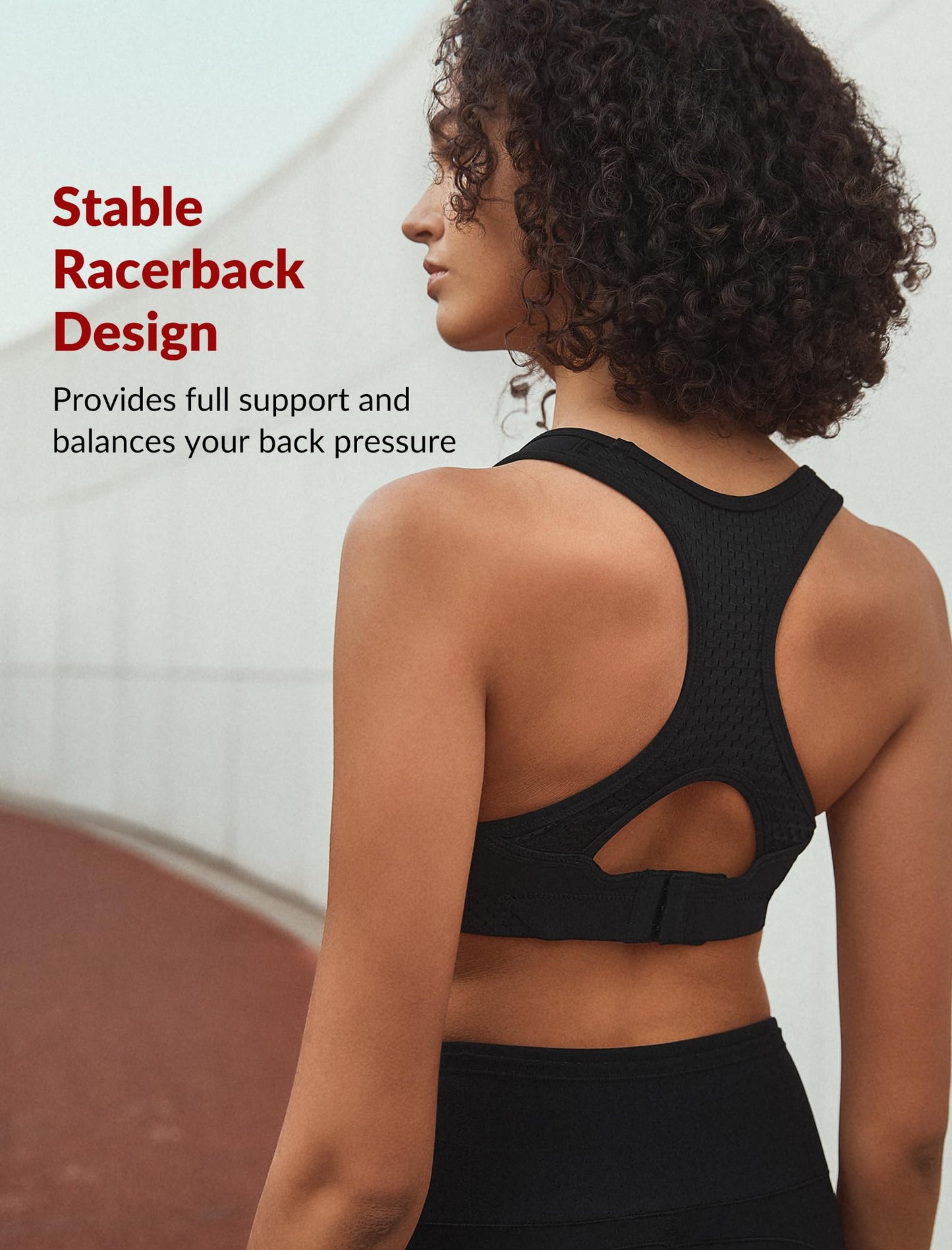 Yvette Sports Bras for Women High Impact Support Racerback Sports Bra Plus Size No Underwire for Running Workout, Black,L