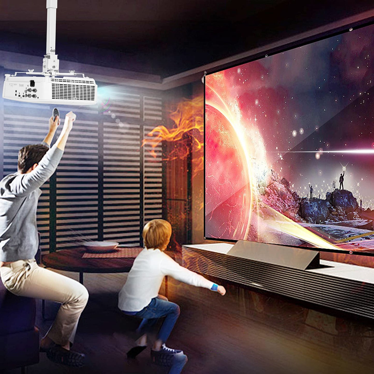 DAWASAPAT Adjustable Projector Ceiling/Wall Mount - 3-in-1 Universal Bracket for Projector Mounting, Universal Height Adjustable Mount Holder with Extension Pole