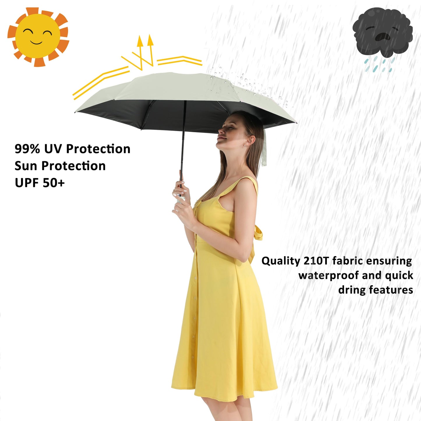 BAODINI Travel Essentials Mini Umbrella for Purse With Case Small Compact UV Sun Protection Lightweight Tiny Pocket Manual Open Close Umbrella for Women Kids and Men Fit Purse Backpack