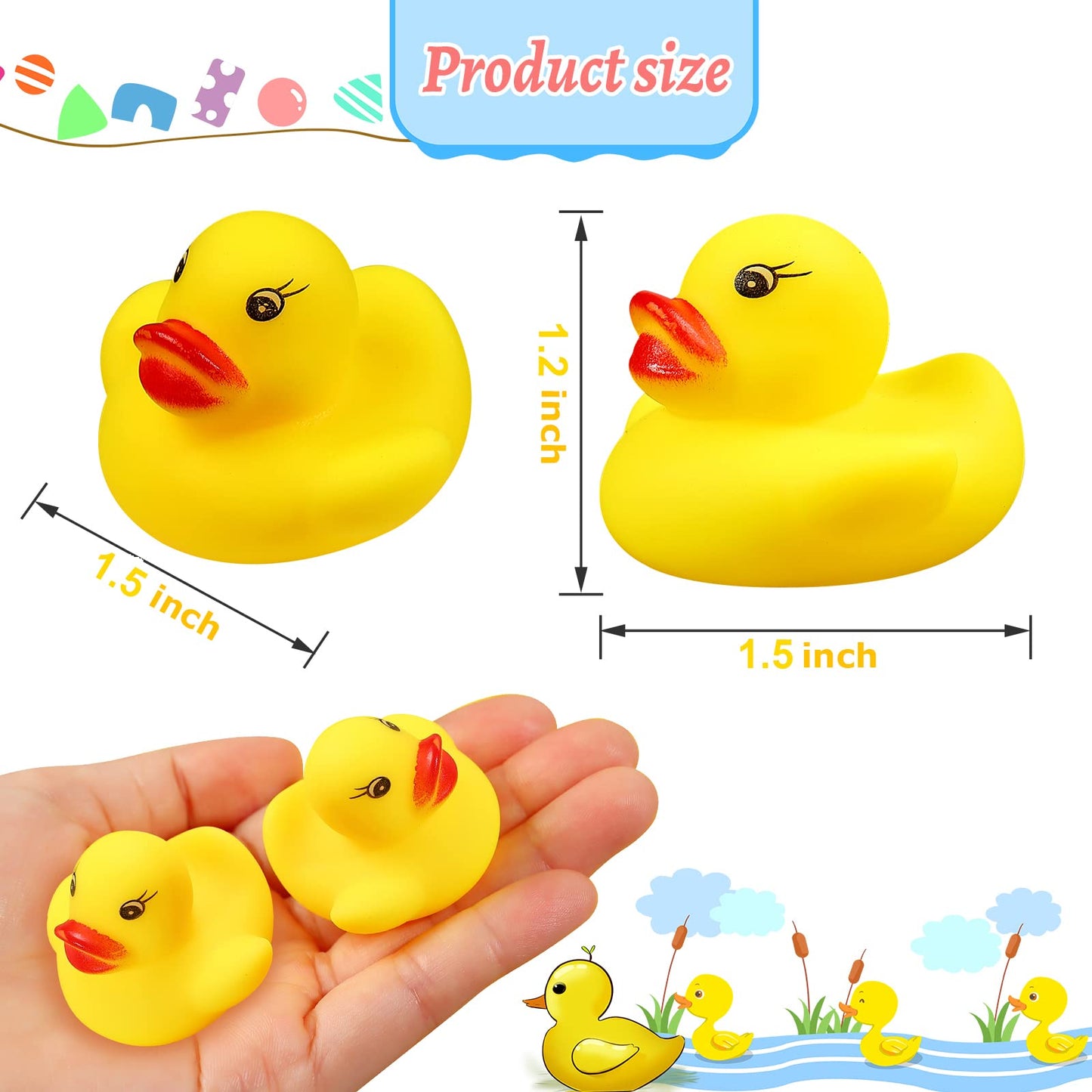 Rubber Duck Bath Toys 50PCS Mini Ducks Bulk for Kids Baby Shower Decorations Birthday Party Favors Gift Classroom Summer Beach Pool Activity Carnival Game