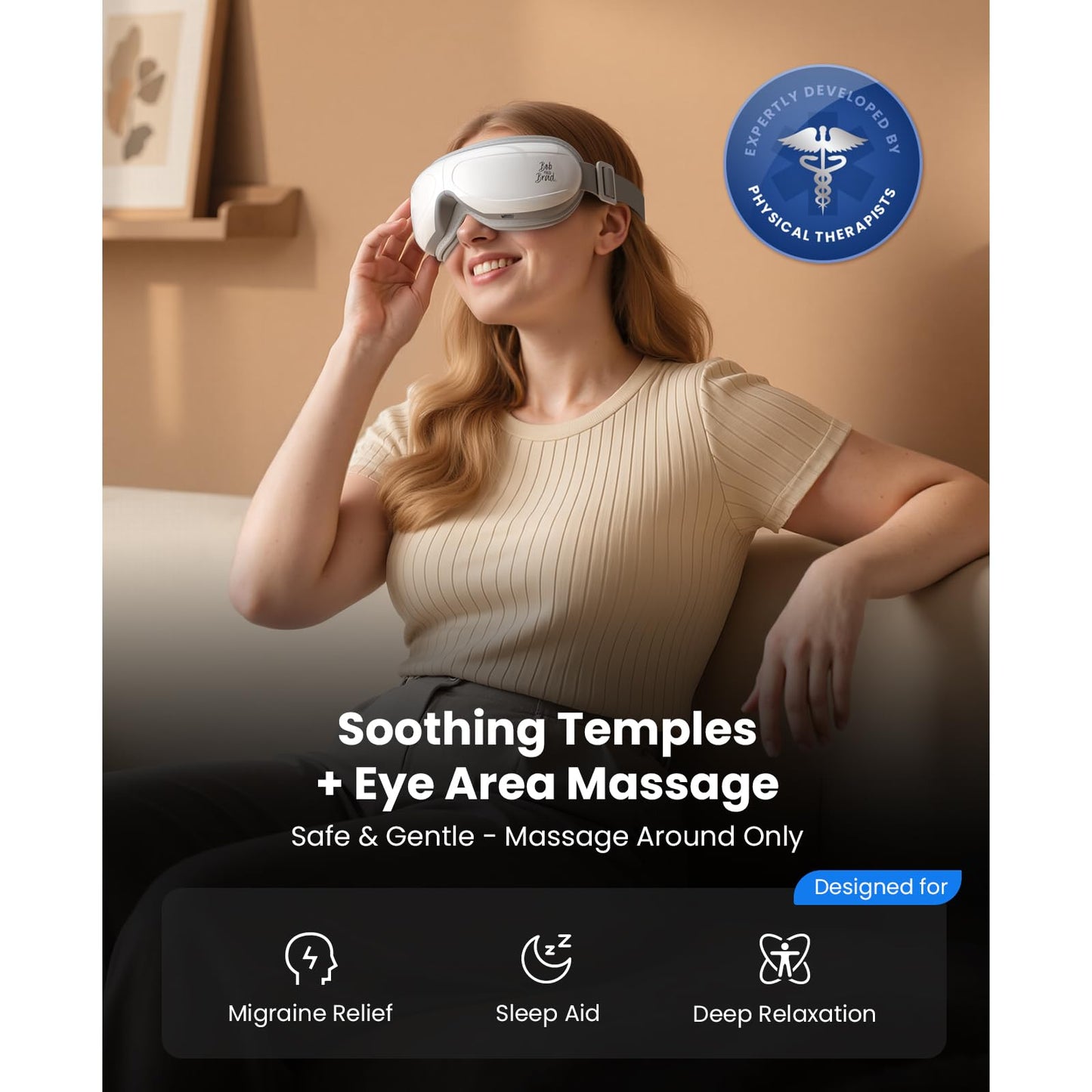 BOB AND BRAD Eye Massager FSA Eligible/HSA Eligible, EyeOasis 2 Heated Eye Mask for Migraines with Music, Smart Migraine Massager Reduce Dry Eyes Improve Sleep, Birthday Gifts for Women Men Mom Dad