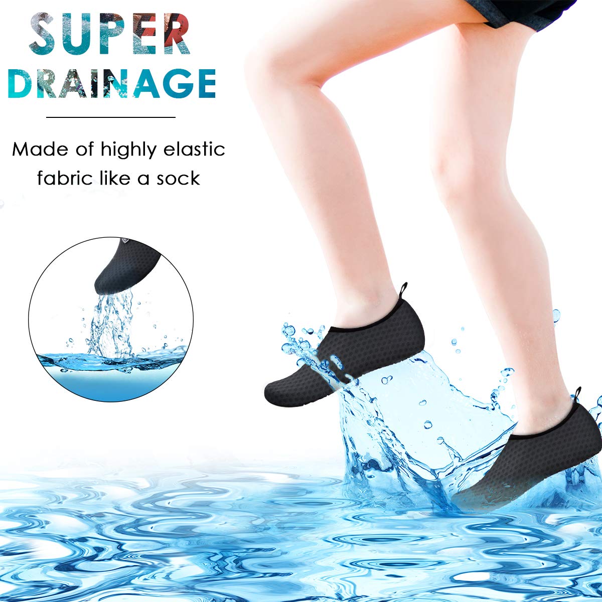 DigiHreo Water Shoes Barefoot Quick-Dry Outdoor Beach Swim Sports Aqua Yoga Socks Slip-on for Women Men
