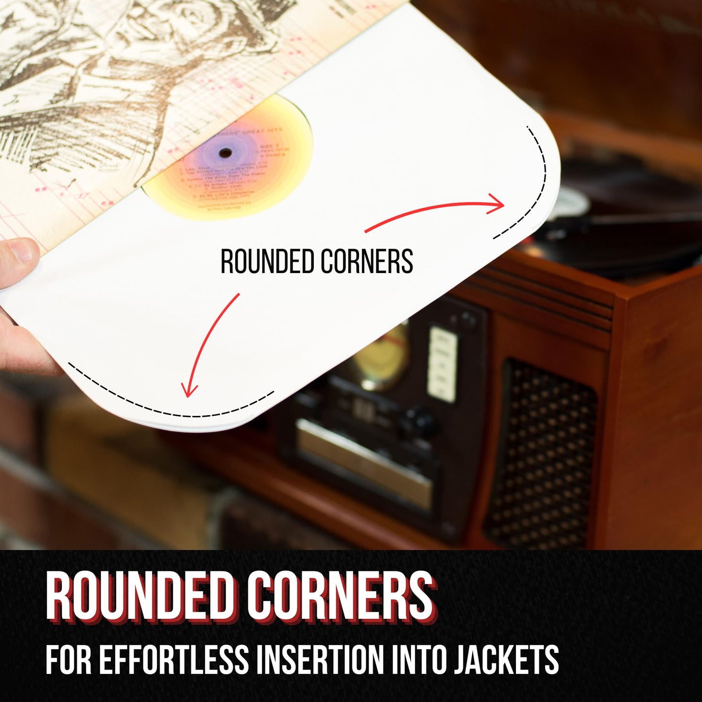 Vinyl Fever Inner Record Sleeves - Heavyweight Acid Free Paper with Rounded Corners for LP Records Storage (25 Pack)