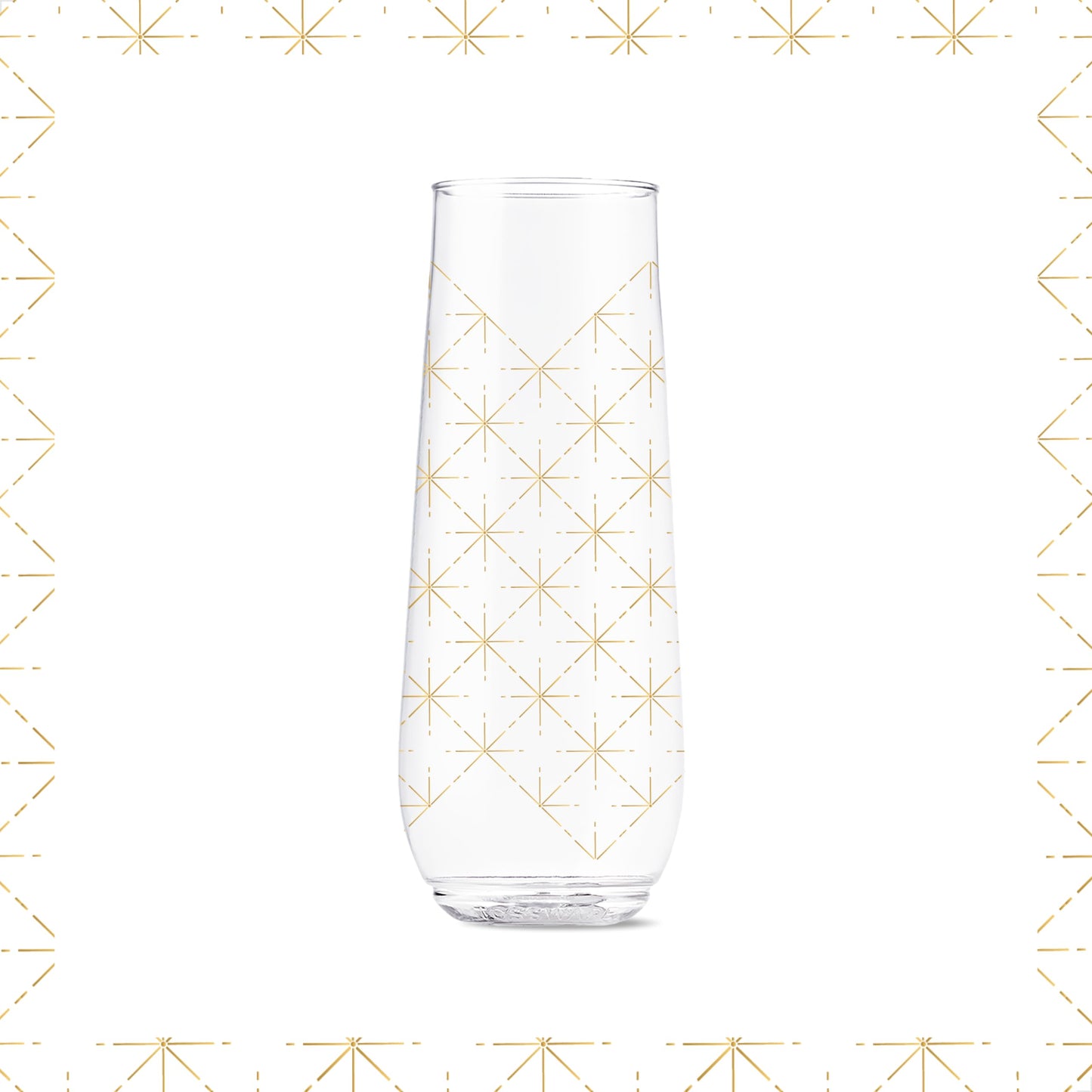 TOSSWARE POP 9oz Flute Festive Cheers Series, SET OF 6, Premium Quality, Recyclable, Unbreakable & Crystal Clear Plastic Printed Champagne Glasses