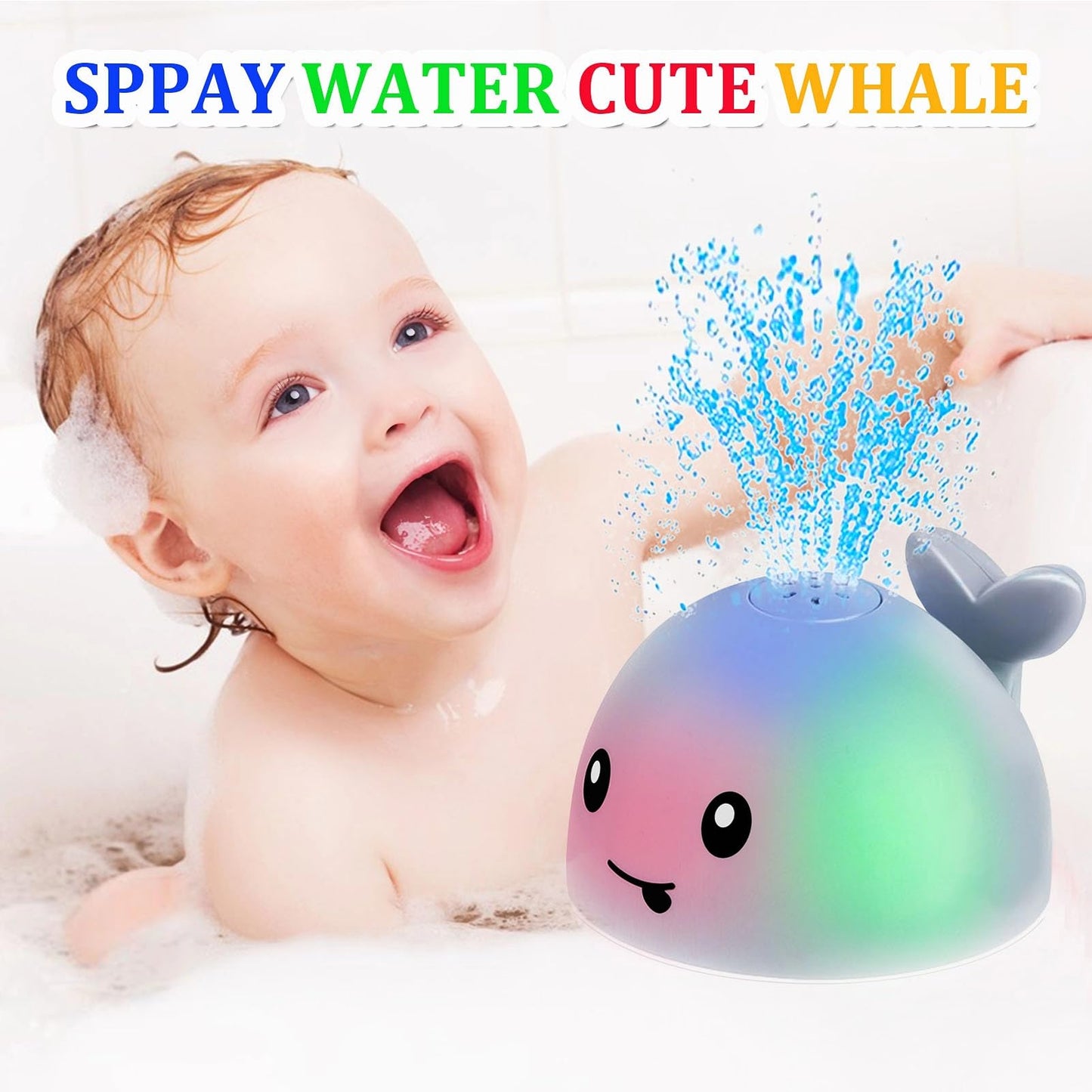 Toddla Whale Bath Toy Sprinkler - Light Up Bath Toys for Kids Ages 1-3 | Infant Baby Toys 6-12-18 Months | Toddler Bathtub Pool Water Table Toys | 1 2 3 Year Boys Girls Gifts | 1st Birthday Gifts